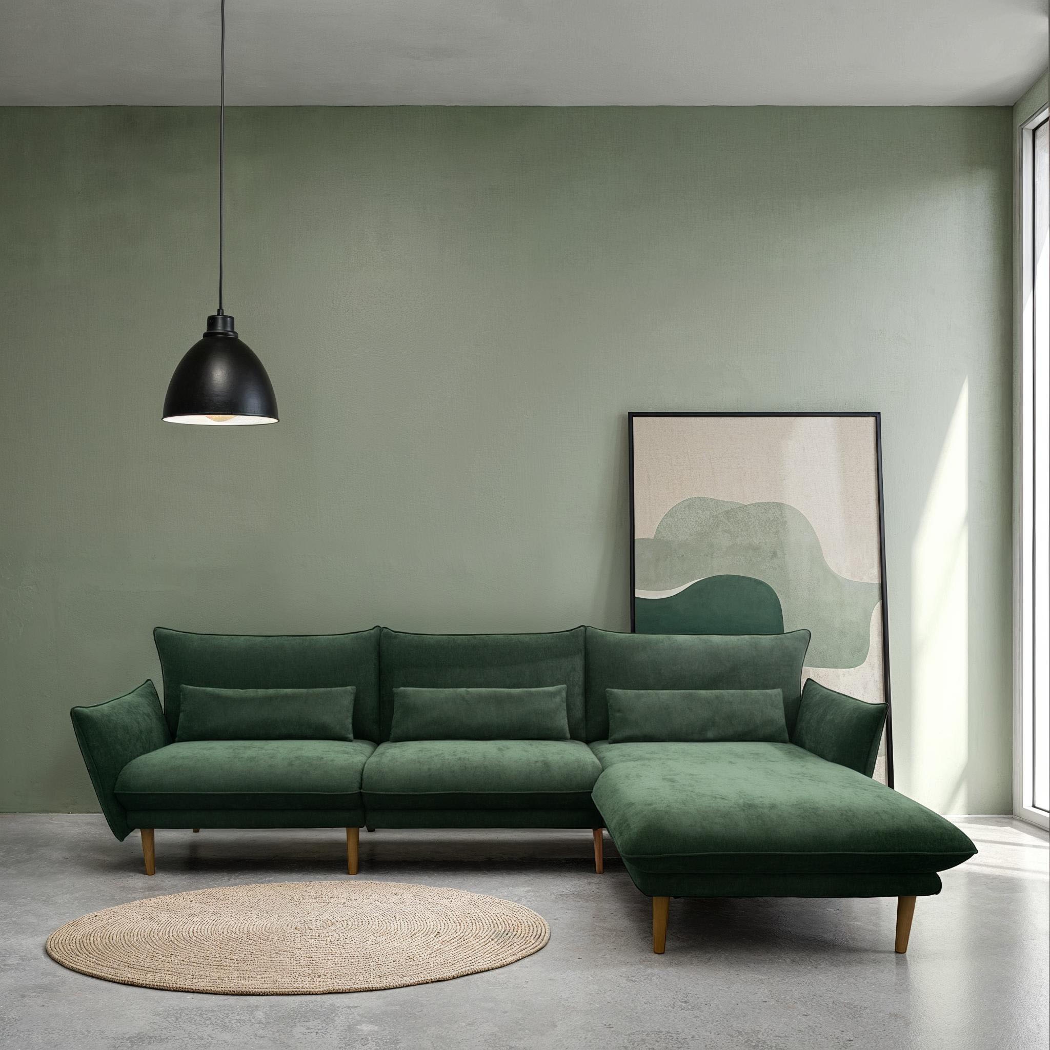 Image of DOMO collection Ecksofa "Leuven modern mit schmalen Armlehnen, Breite 282 cm, L-Form" angenehm feste Polsterung, bodenfrei, 19 cm hohe Holzfüsse