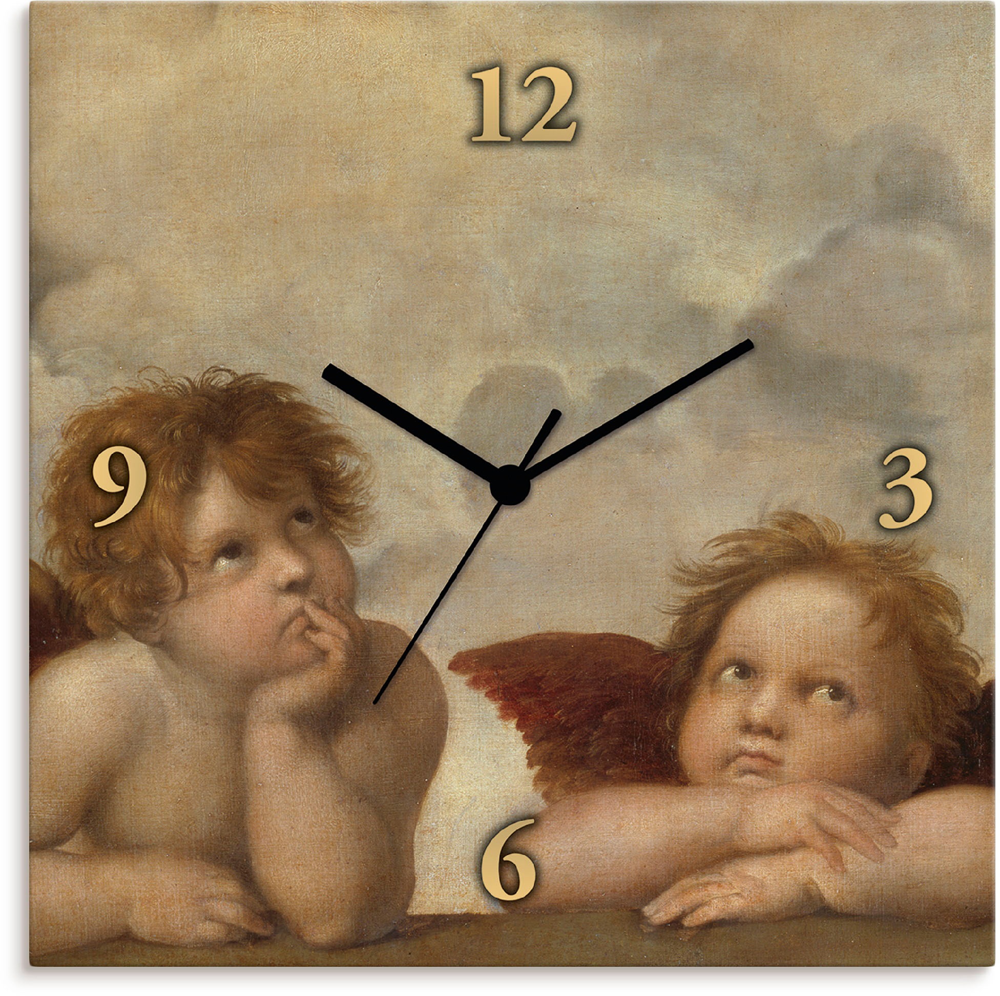 Image of Artland Wanduhr »Detail aus Die Sixtinische Madonna.«, lautlos, ohne Tickgeräusche, nicht tickend, geräuschlos - wählbar: Funkuhr o. Quarzuhr, moderne Uhr für Wohnzimmer, Küche etc. - Stil: modern bei Ackermann Versand Schweiz