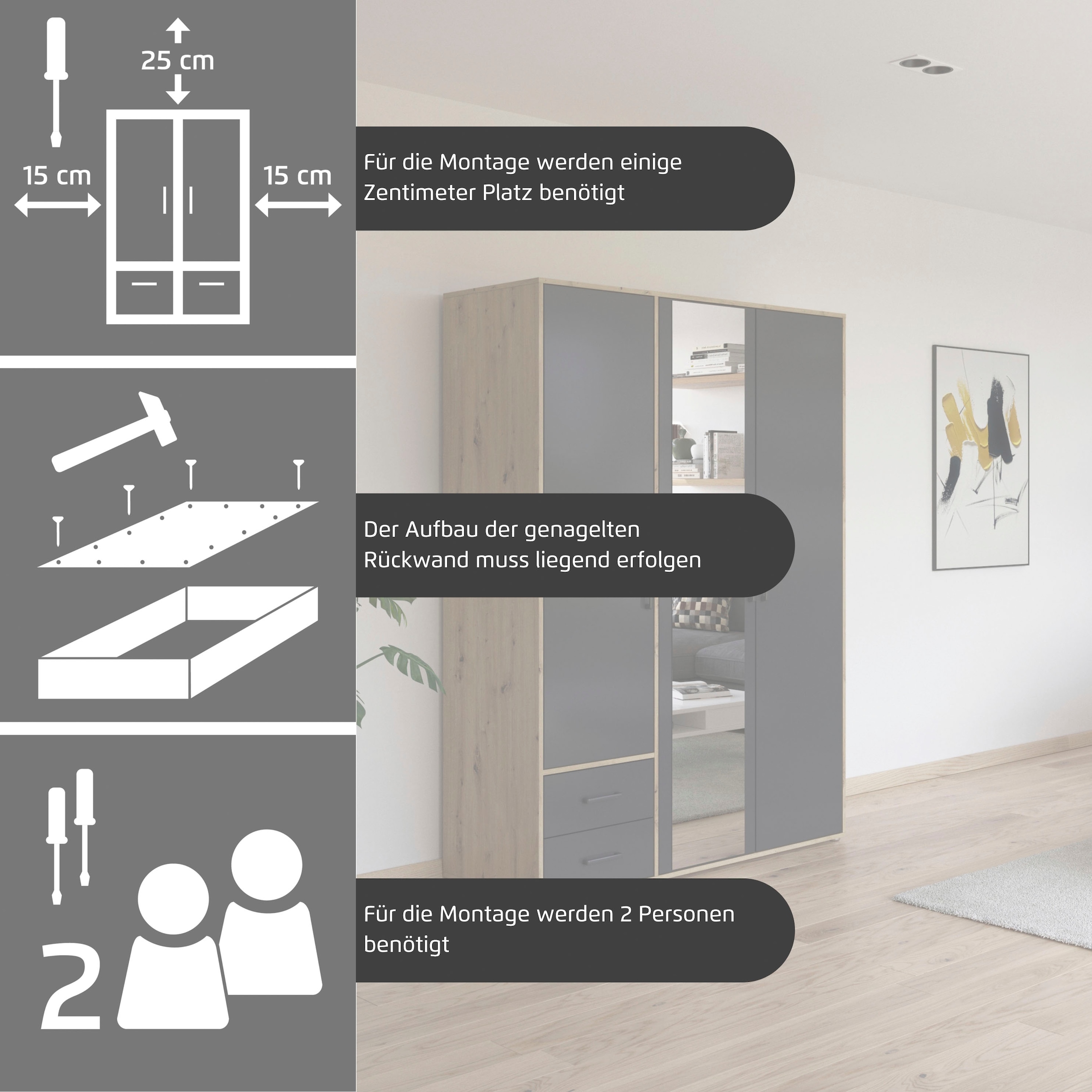 rauch Kleiderschrank »Drehtürenschrank Schrank Garderobe Wäscheschrank VOYAGER« in 3 verschiedenen Ausstattungen BASIC/CLASSIC/PREMIUM,  mit 2 modernen Griffvarianten, mit Aussenschubladen MADE IN GERMANY