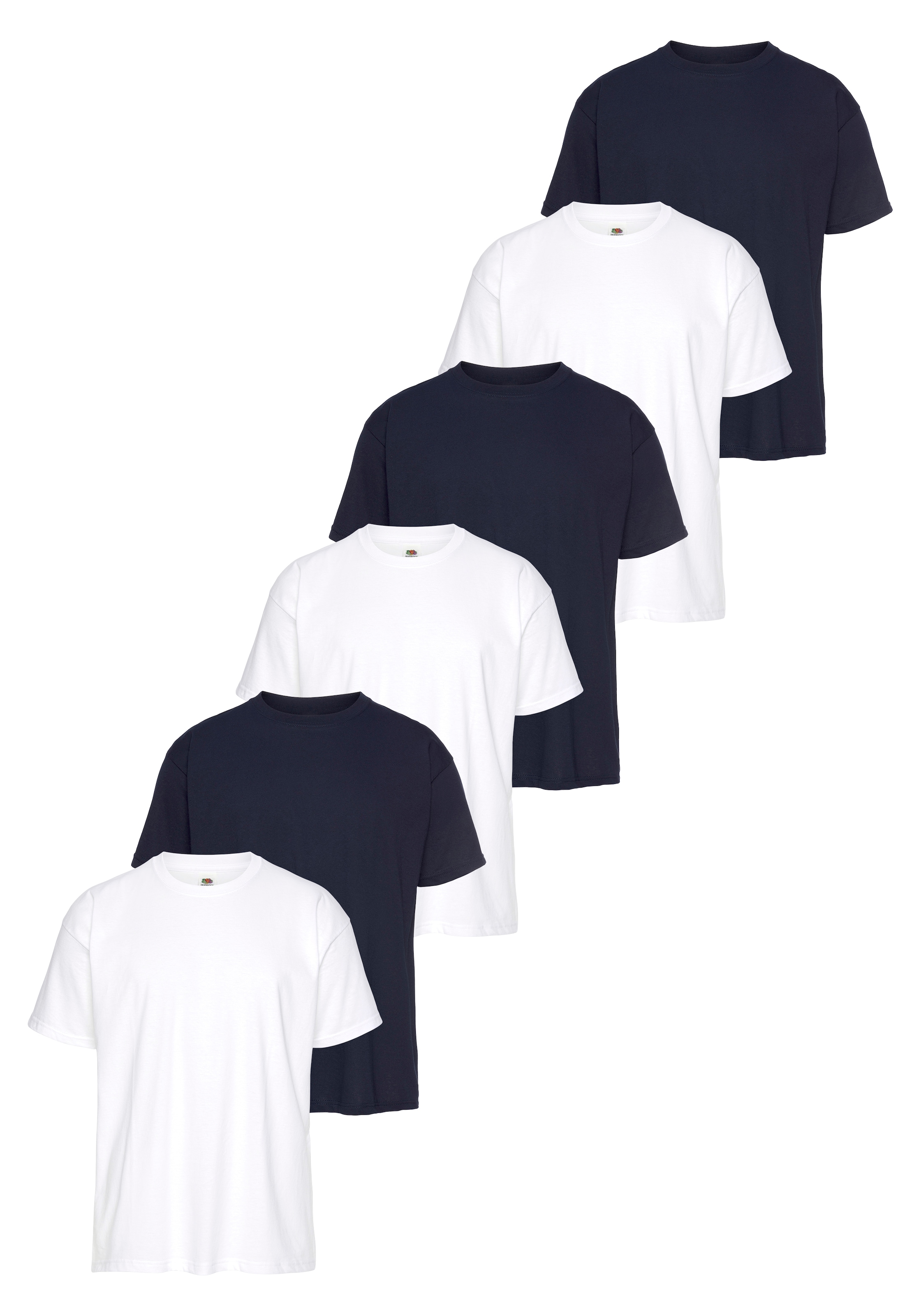 Image of Fruit of the Loom T-Shirt ", sechs Stück in unterschiedlicher Farbkomination" Packung, 6er-Pack, 6 Stk. mit Rundhalsausschnitt