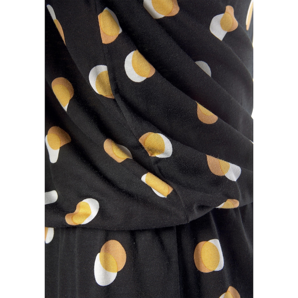 Buffalo Jerseykleid, mit Bändern zum Knoten, kurzes Sommerkleid mit 3/4-Ärmeln, Strandkleid