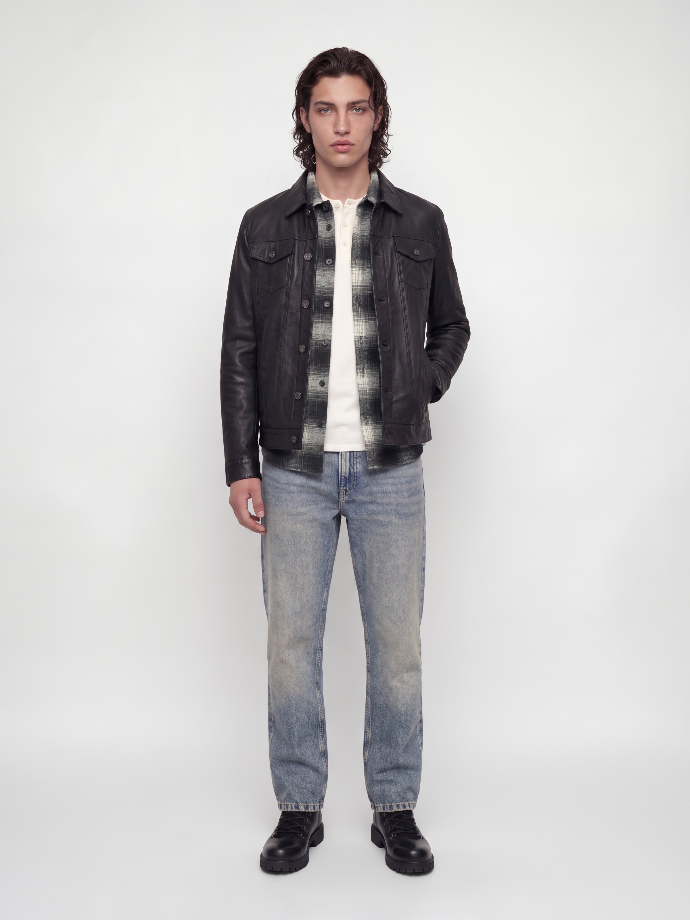 Jack & Jones Langarmhemd »JJESOHO OLLIE OVERSHIRT LS SN« Materialmix, locker geschnitten