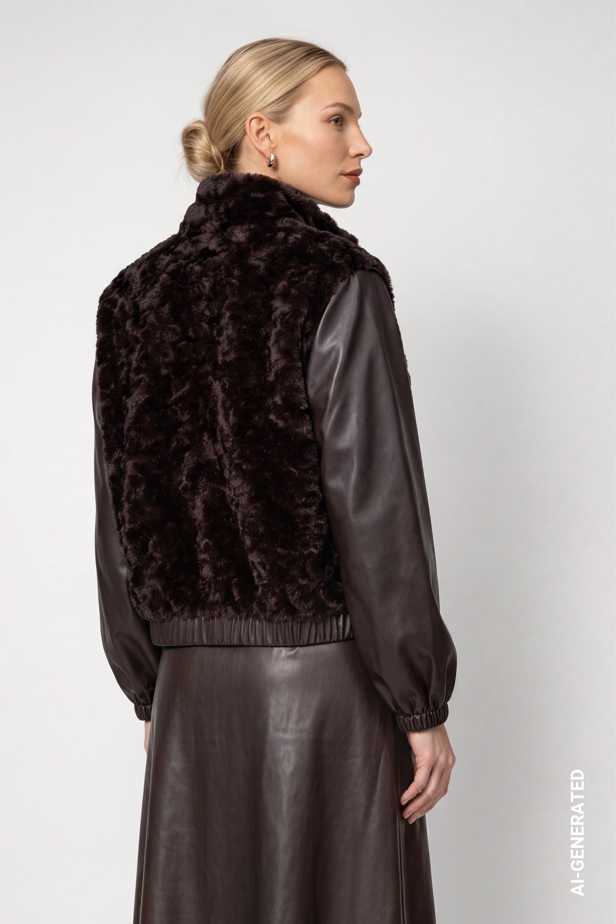 Monari Fellimitatjacke »Jacke fake fur + Lederimit« ohne Kapuze Regular fit mit Stehkragen