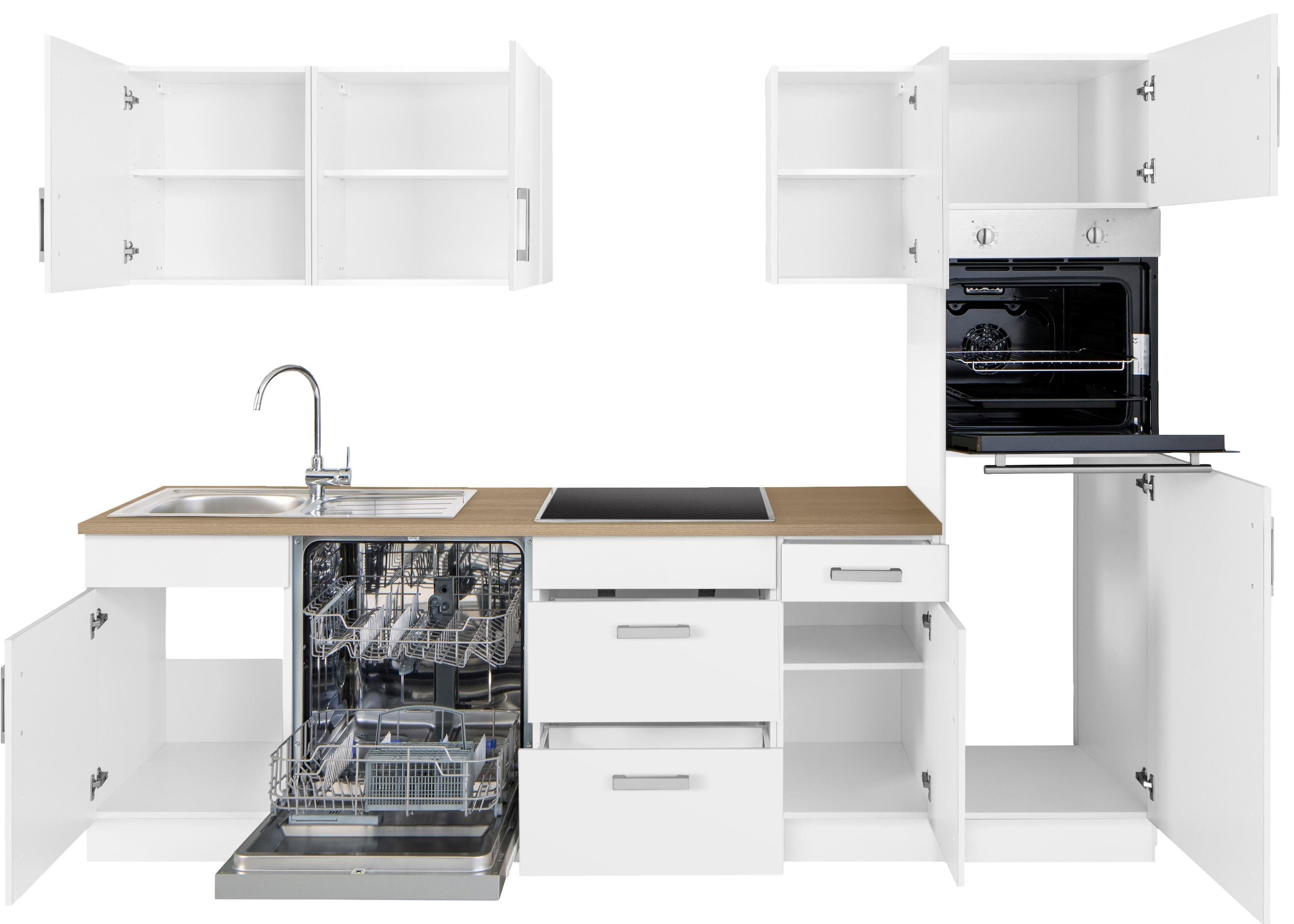KOCHSTATION Kitchenette »KS-Gera« Largeur 270 cm, au choix avec appareils électroménagers, avec plan de travail