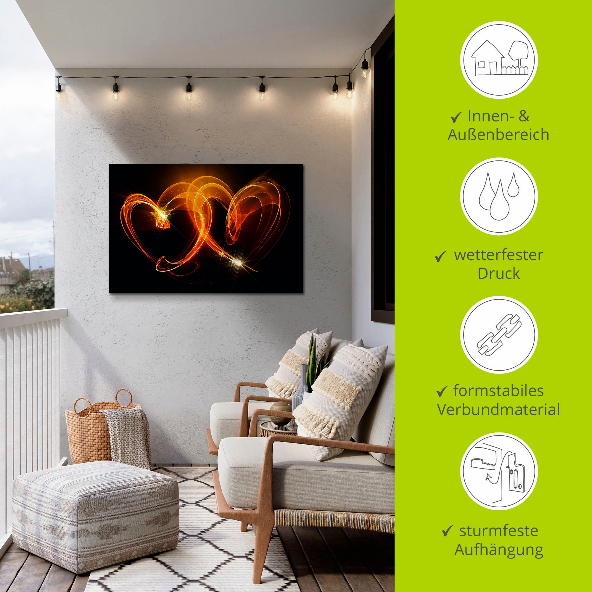 Artland Wandbild »Verbundenheit«, Herzen, (1 St.), als Alubild, Outdoorbild, Leinwandbild, Poster, Wandaufkleber