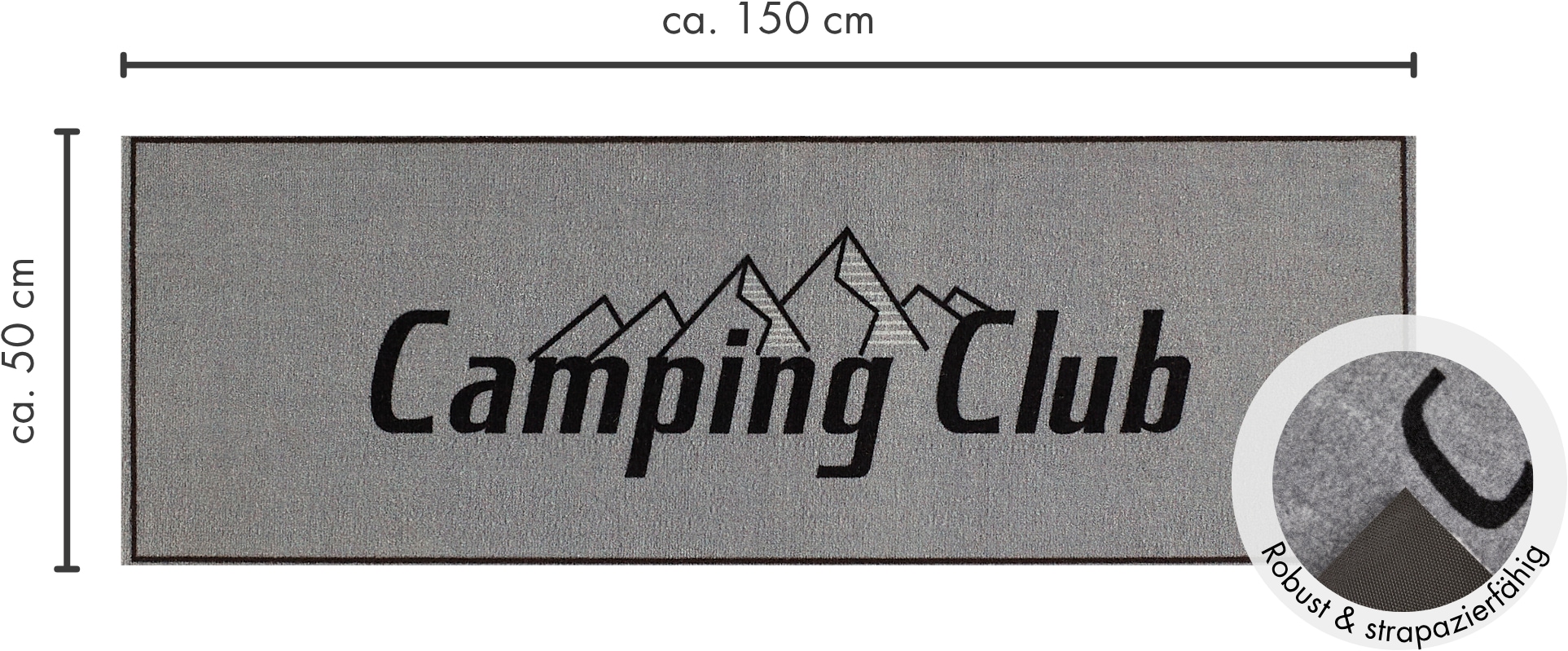my home Läufer »Camping« rechteckig 8,5 mm Höhe mit Schriftzug, ideal für Camper & Wohnwagen, In- und Outdoor geeignet