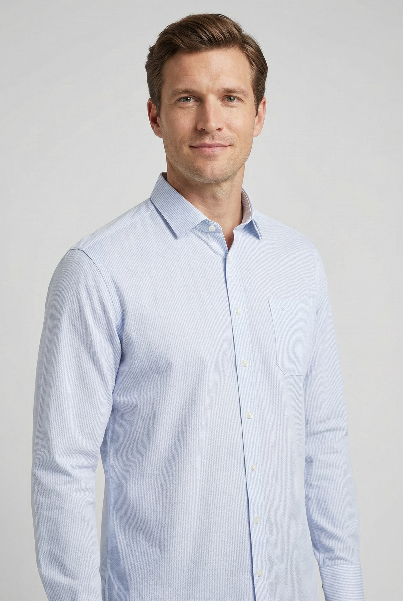 FYNCH-HATTON Chemise à manches longues normale Passform, Struktur-Print, mit Brusttasche