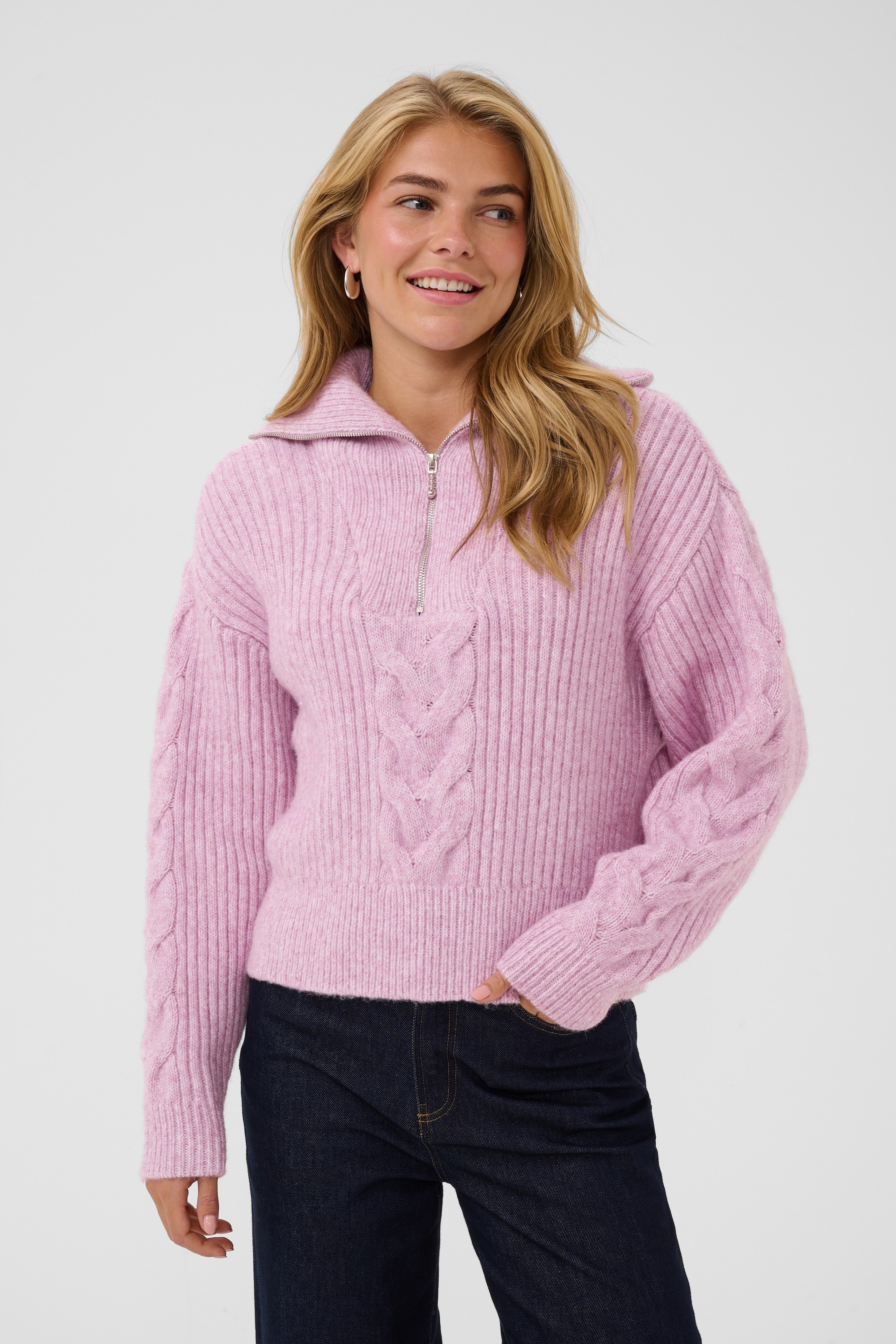 Saint Tropez Troyer »TalmaSZ Pullover« mélange de matériaux, coupe régulière, motif en torsades