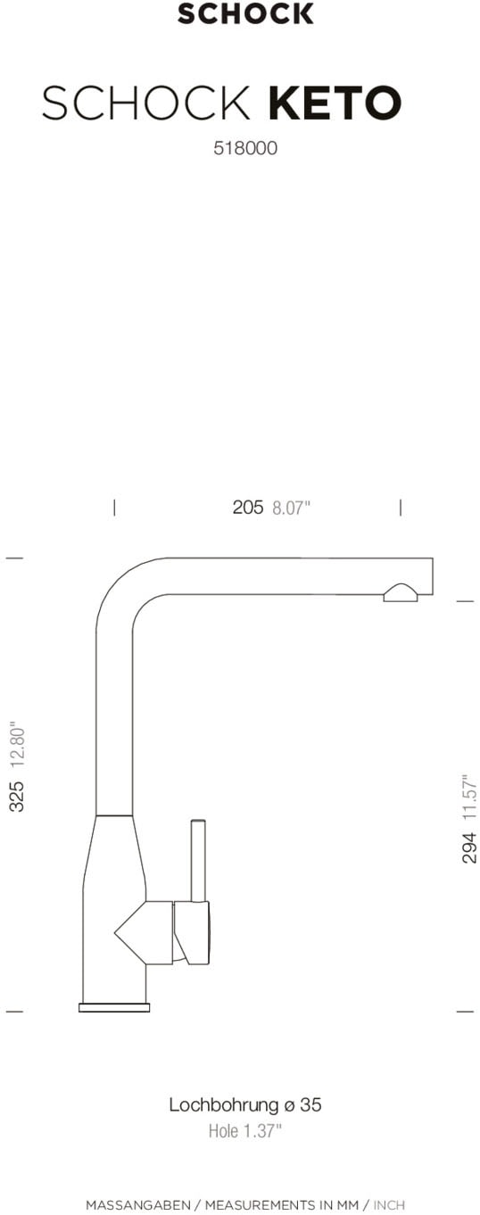 Schock Robinetterie de cuisine »KETO FA« Festauslauf, Flüsterperlator, Schwenkbereich 360°