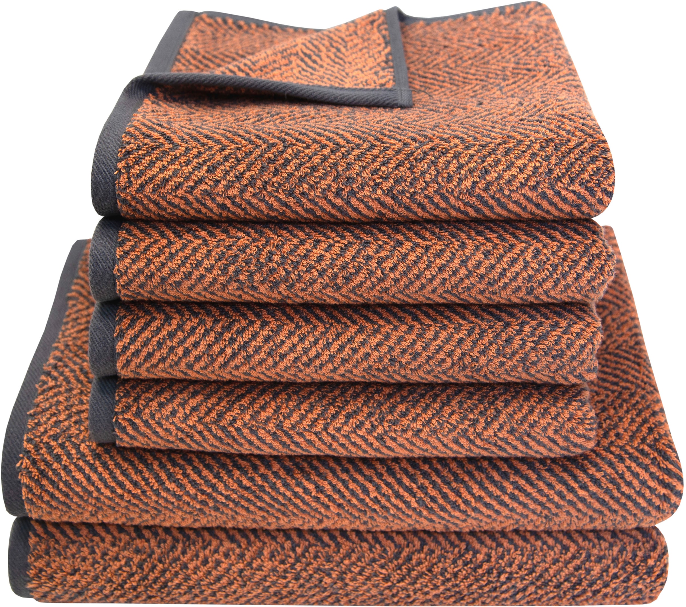 Image of Dyckhoff Handtuch Set "Golden Shades Herringbone" Set 6 Stk. Walkfrottier 4 Handtücher (50x100cm), 2 Duschtücher (70x140cm)