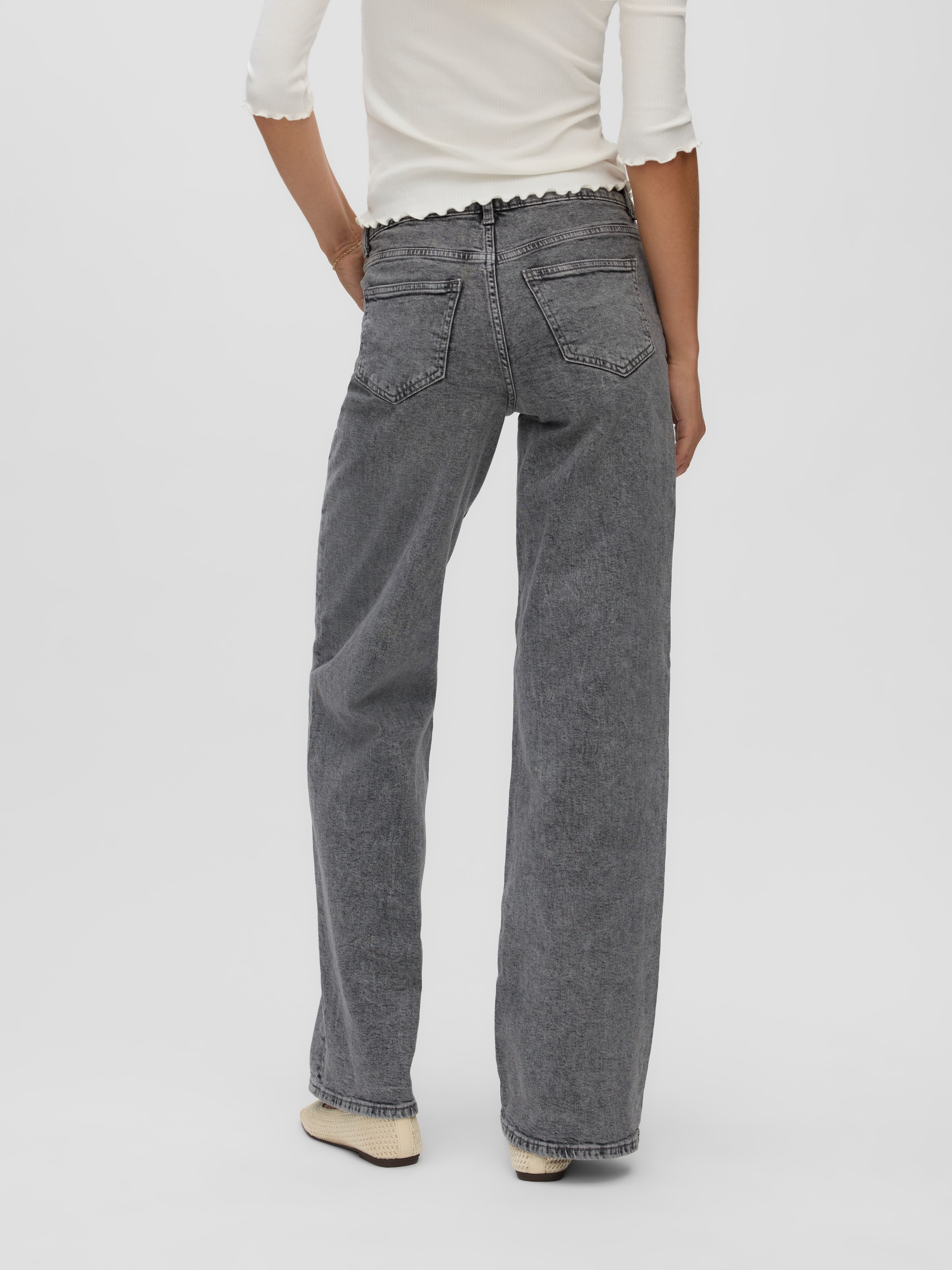 Vero Moda Jeans large »VMSANDIE-STRETCH MR WIDE JNS RA269 NOOS« Mélange de coton, coupe large, taille mi-haute