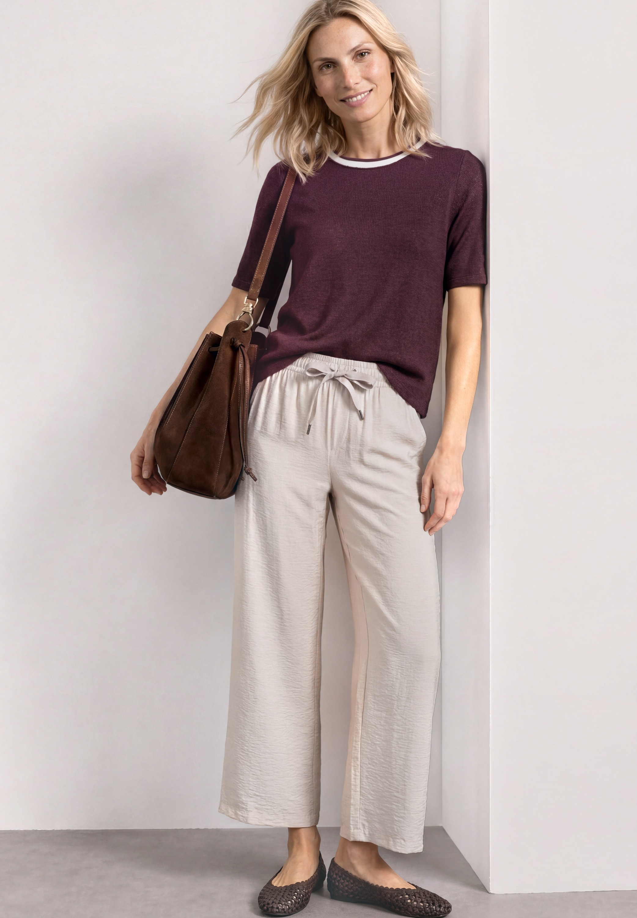 STREET ONE Kurzarmshirt Kurzarm Sommershirt im Strick-Look mit Rundhals