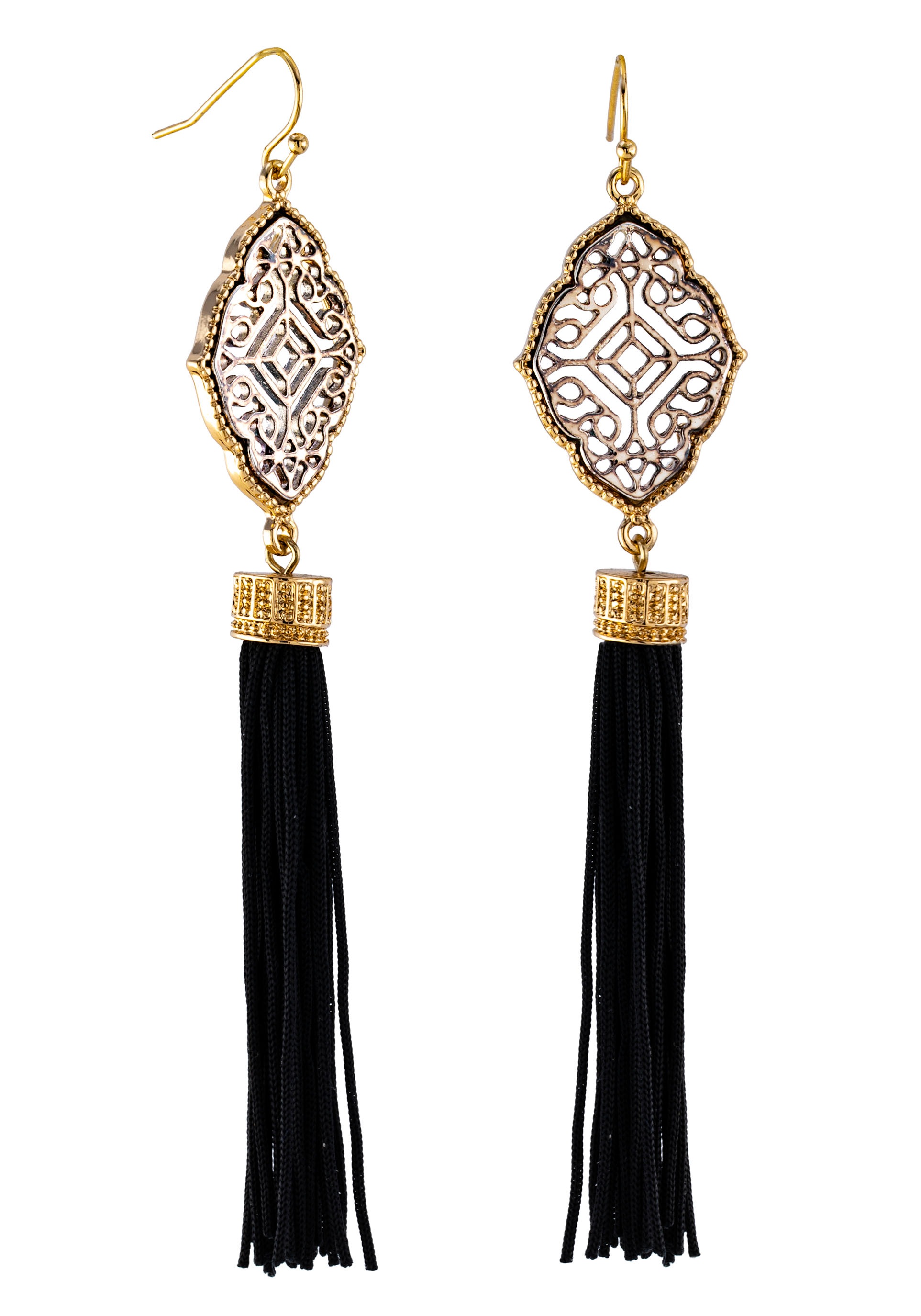 Image of J.Jayz Paar Ohrhaken »Ornament mit Quasten, teilw. vergoldfarbenet« bei Ackermann Versand Schweiz