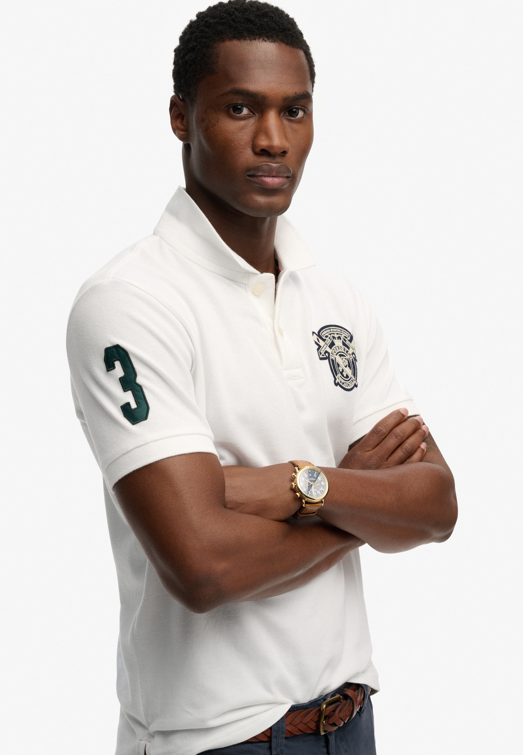 Superdry Polo »CREST POLO« mit Markenlabel, aus Baumwolle, Relaxed Fit, bedruckte Optik