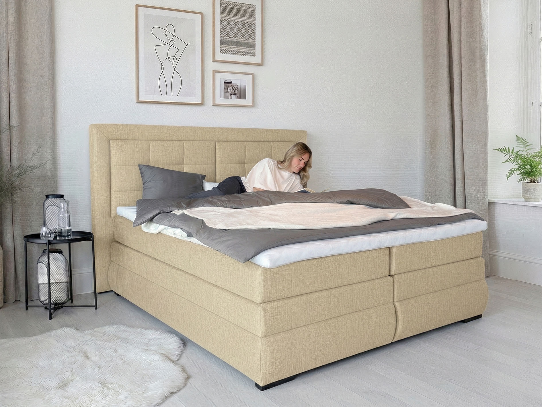 GOODproduct Boxspringbett »MIVVA inkl. Bettkasten & Topper, Komfortliegehöhe: 67cm, Breite: 180cm« in H3, H4 oder Hmix H3/H4, wahlweise mit oder ohne LED-Leuchten