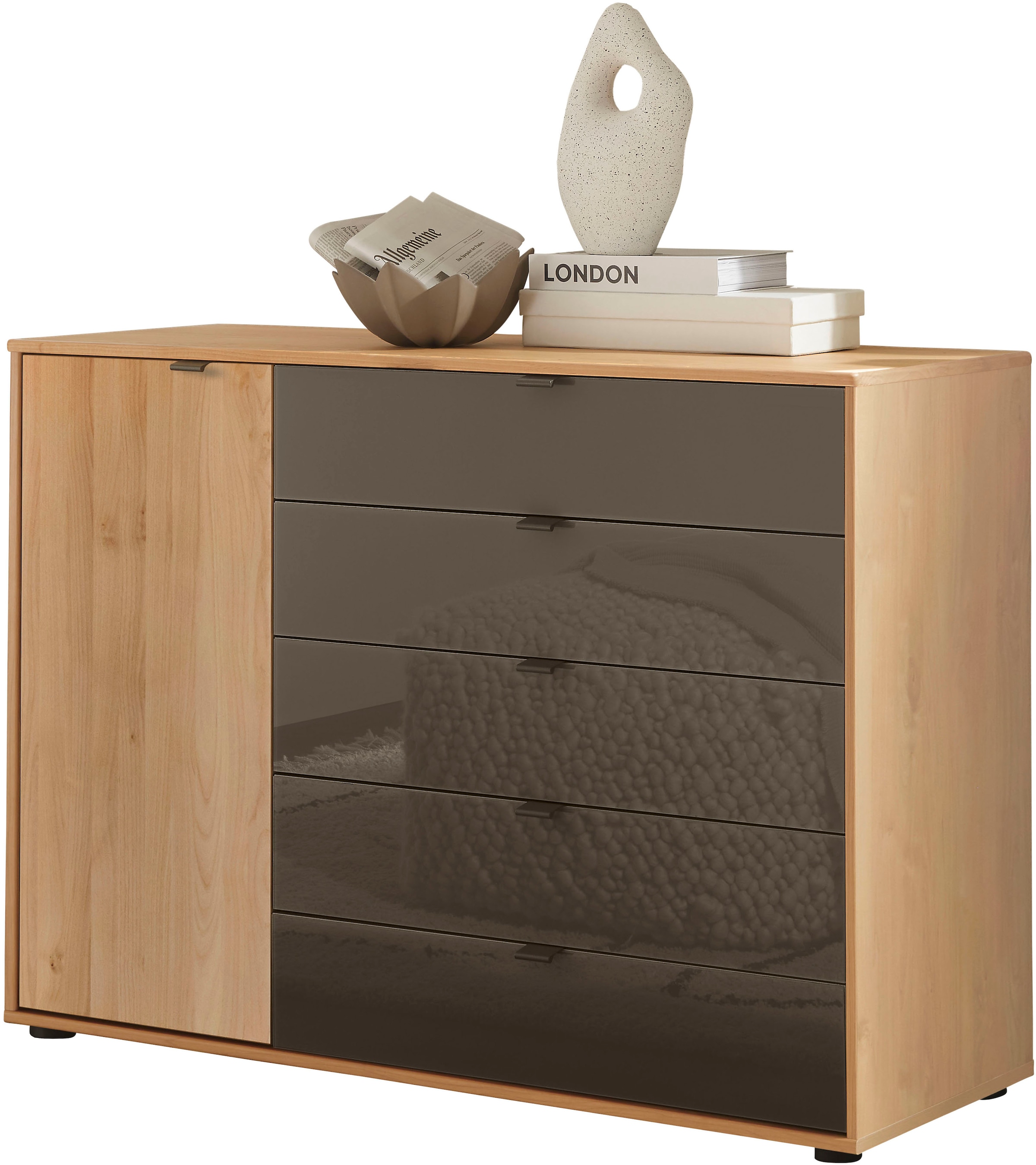 Image of WIEMANN Kombikommode "Cardiff Sideboard, Wäscheschrank, teilmassiv Erle, mit Schubladen" Kommode 120x86x43 cm, braun, mit Dämpfung, MADE IN GERMANY, verschiedenen Ausführungen, inklusive Einlegeboden