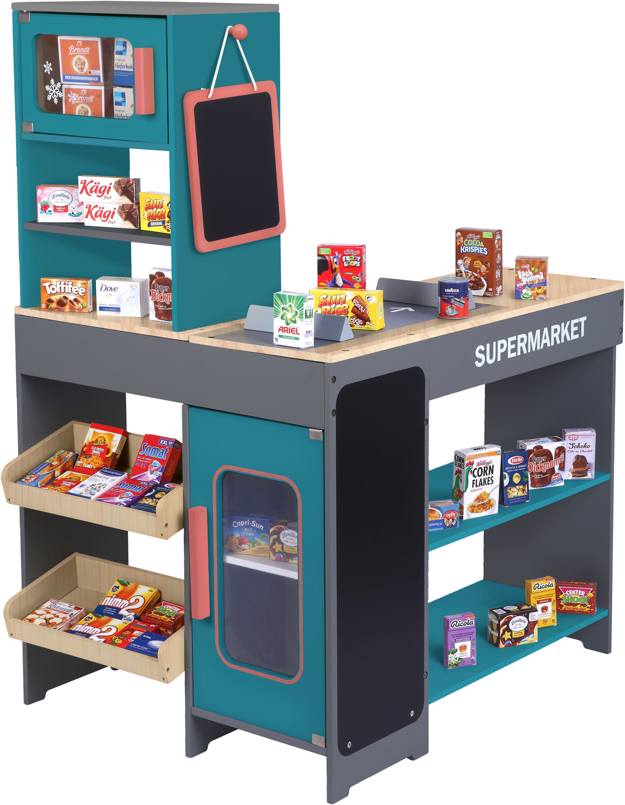 Tanner Kaufladen »Moderner Supermarkt« inkl. 40 Kaufladenminiaturen; aus Holz; FSC® - schützt Wald