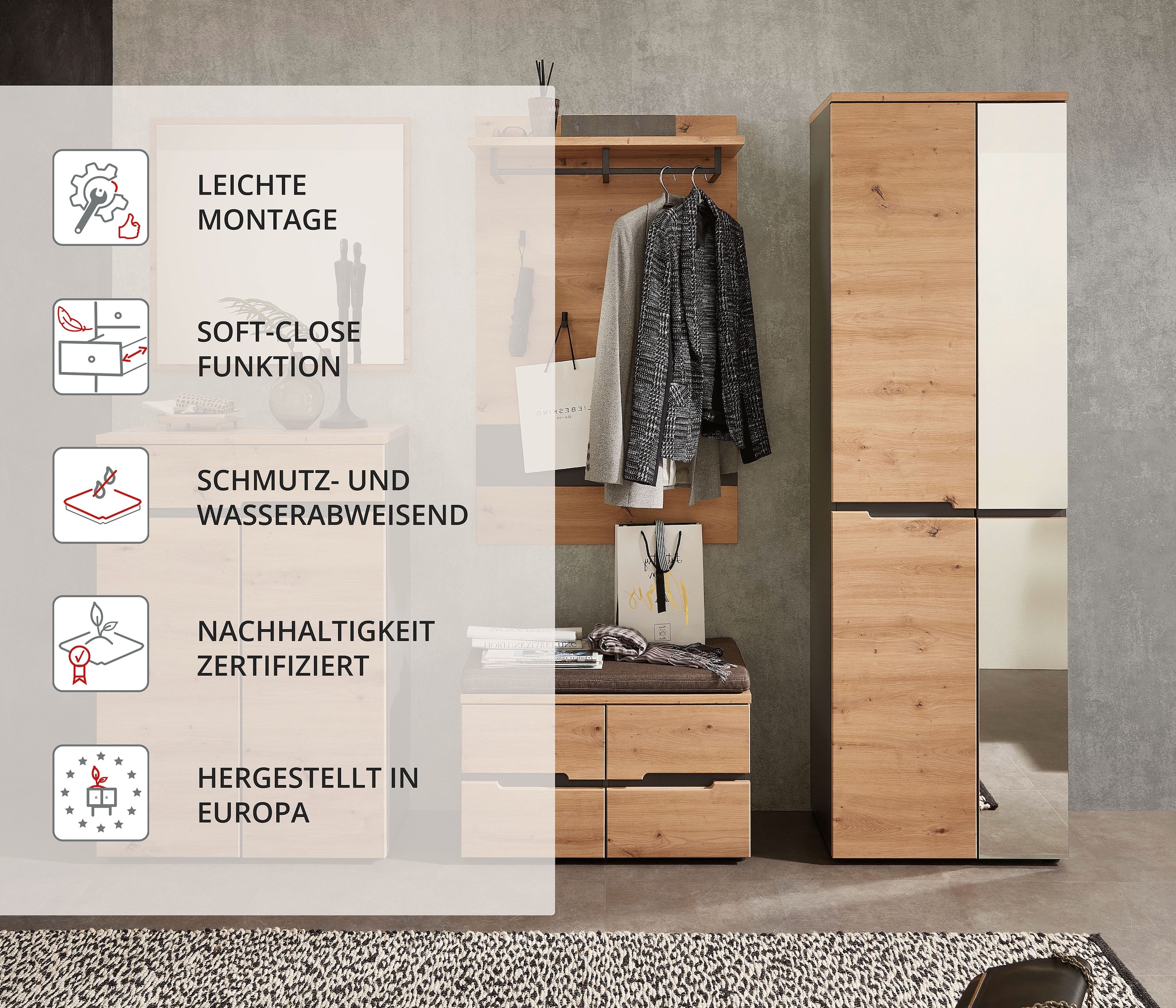 Innostyle Garderoben-Set »MEMPHIS« Komplett-Set, 5 Stk. tlg.
