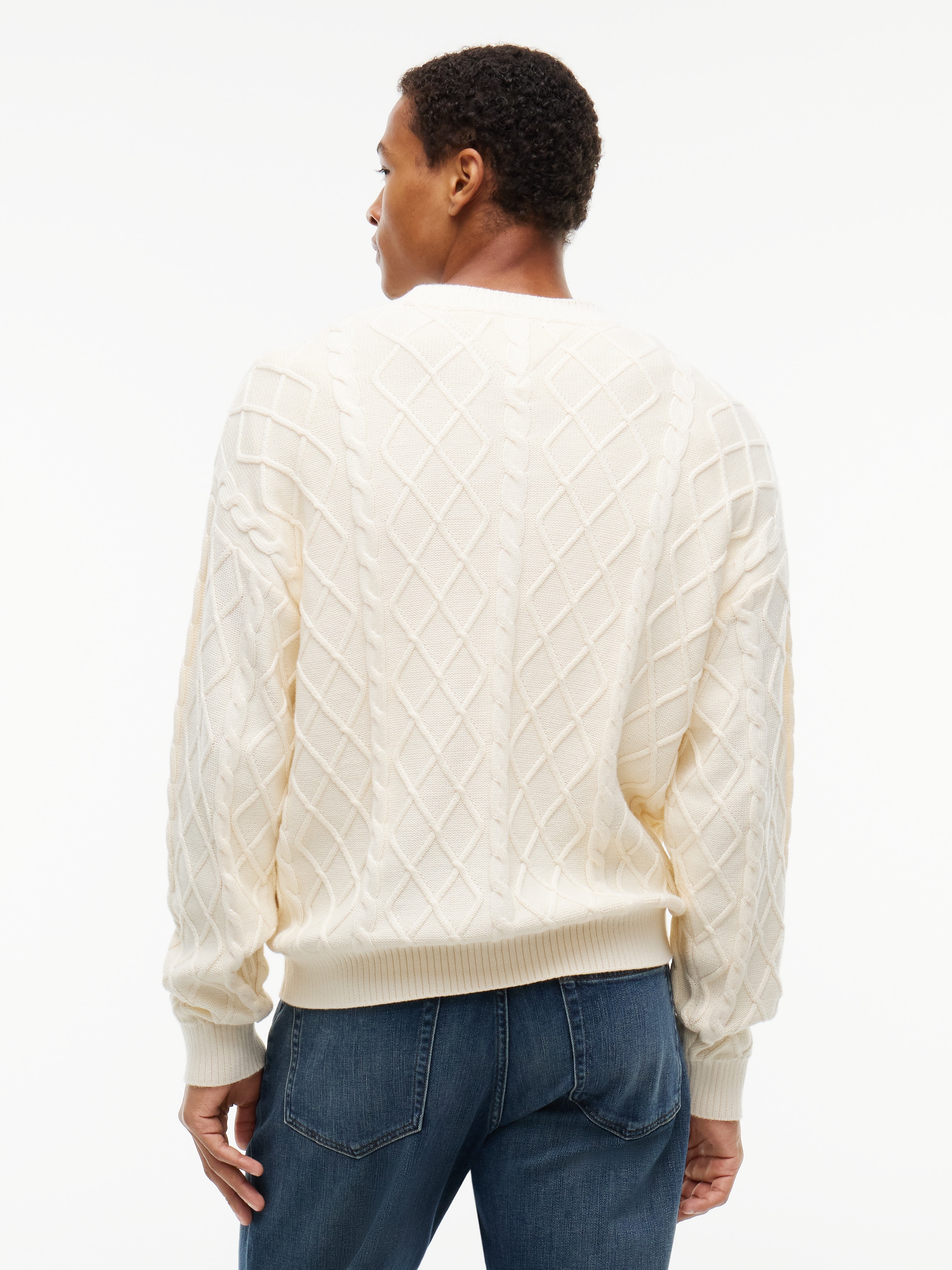 Tommy Jeans Rundhalspullover »TJM RELAXED FLAG CABLE SWEATER« mit Rauten- und Zopfmuster