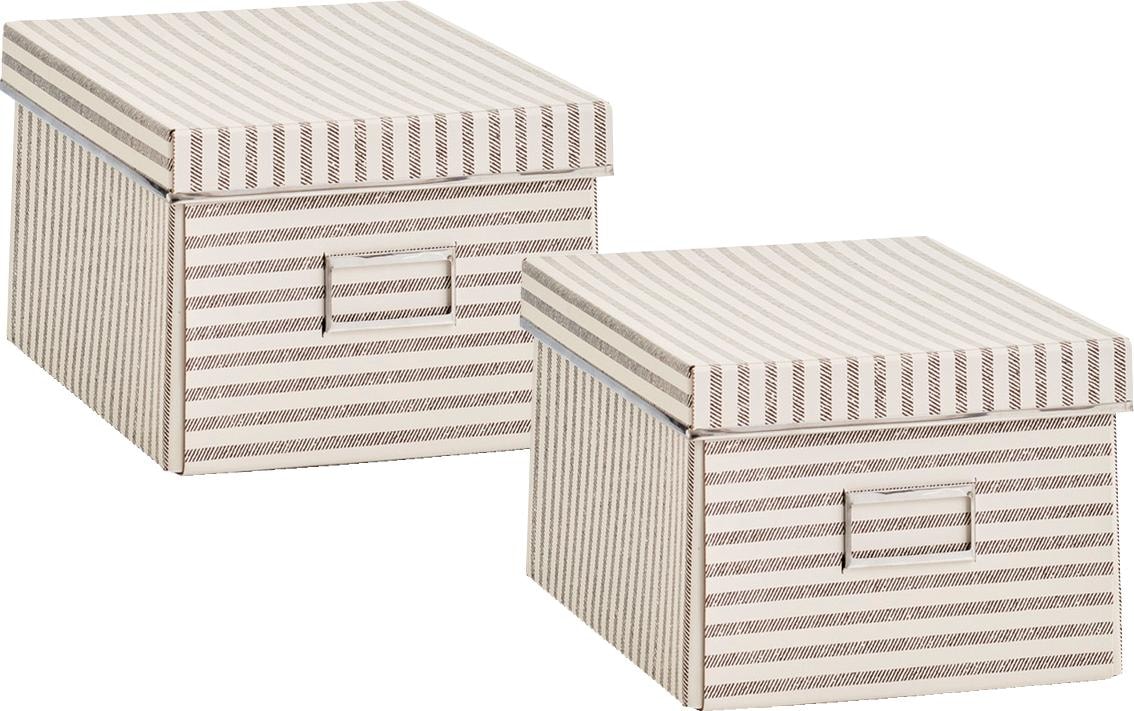 Image of Zeller Present Aufbewahrungsbox "Stripes" Pappe, beige