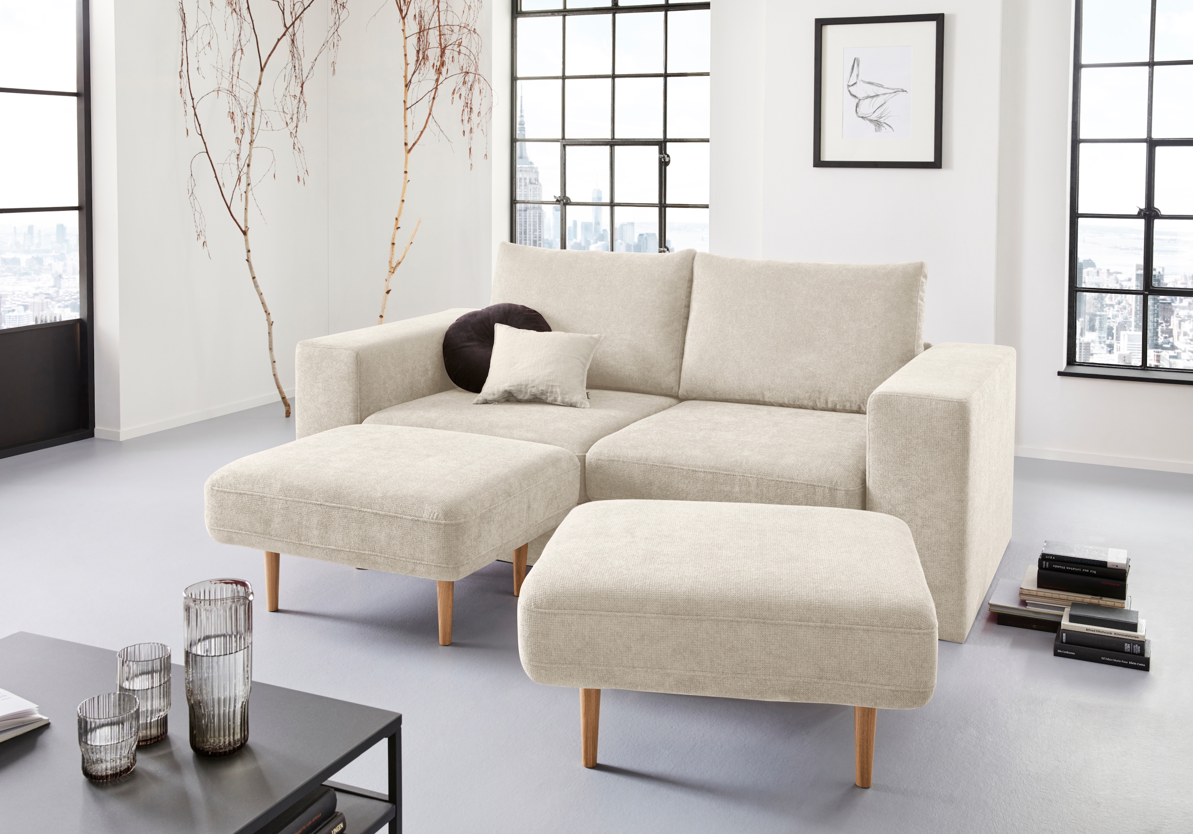 LOOKS by Wolfgang Joop 3-Sitzer »Looksv«, Verwandlungssofa: aus Sofa wird Sofa mit 2 Hockern