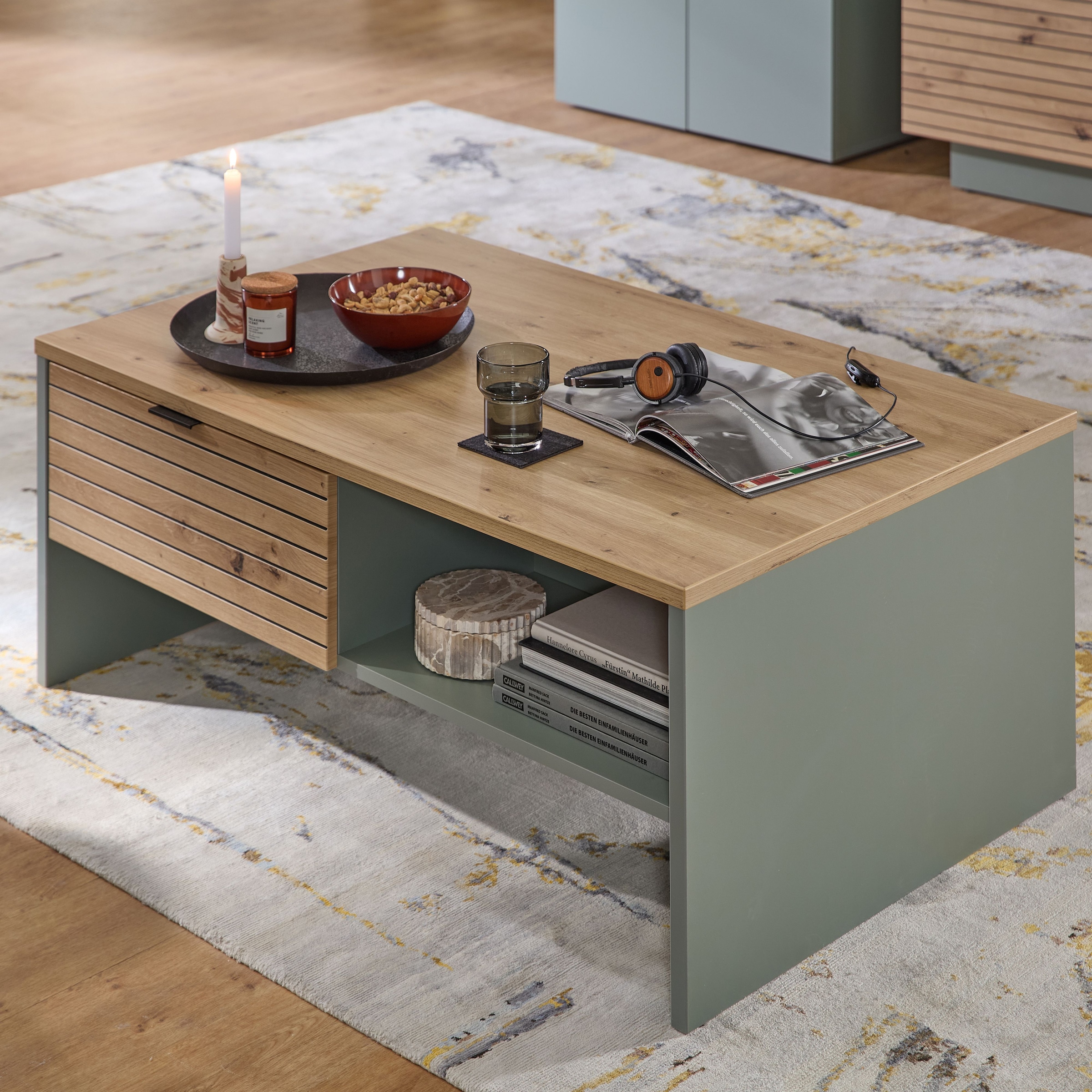 Innostyle Table basse »INA Couchtisch, 110 x 44 x 65 cm (B/H/T)« 1 cuis tlg. 2 tiroirs, 2 compartiments ouverts