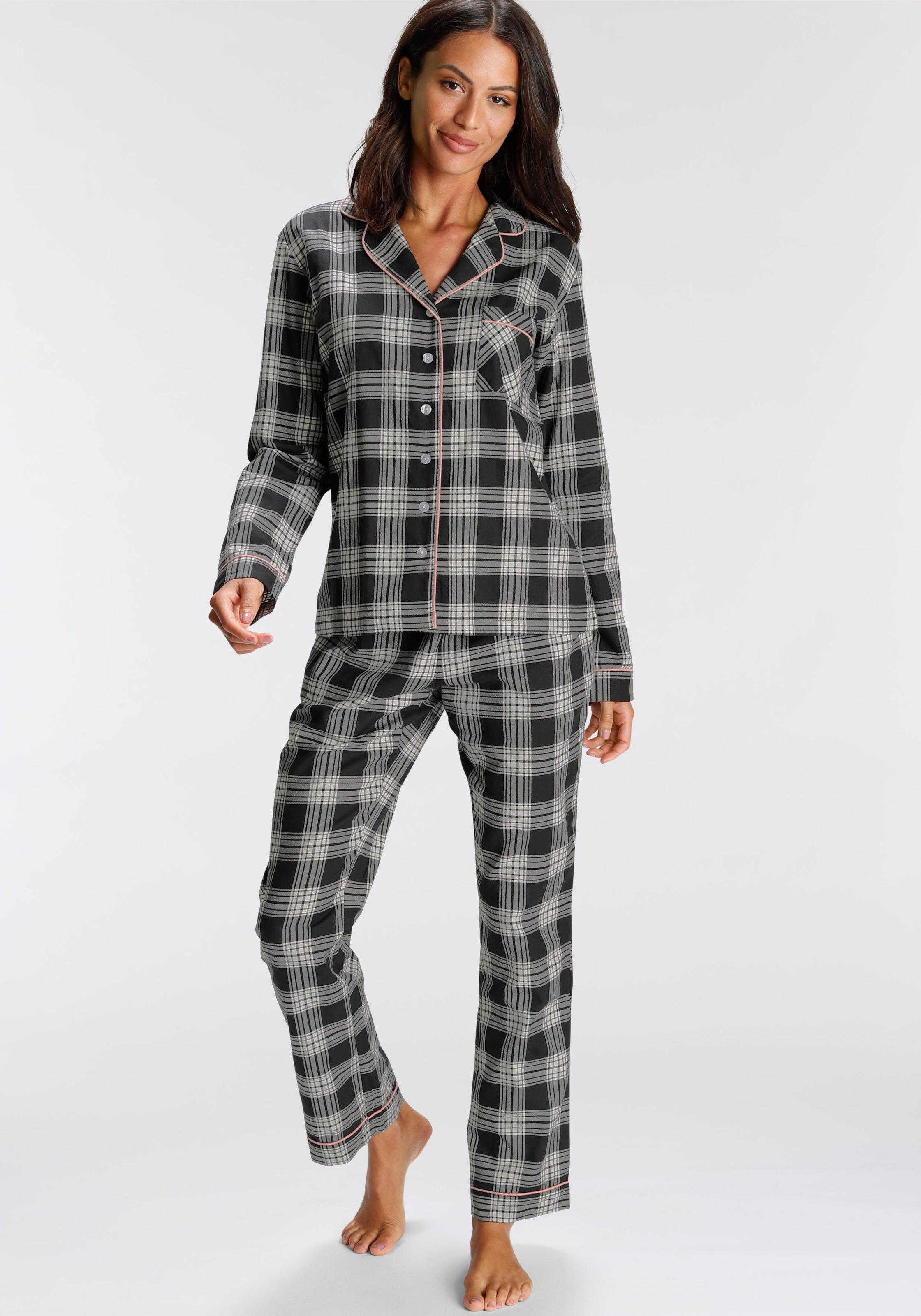 Image of H.I.S Pyjama Set, 2 aus Flanell mit Allover-Karomuster