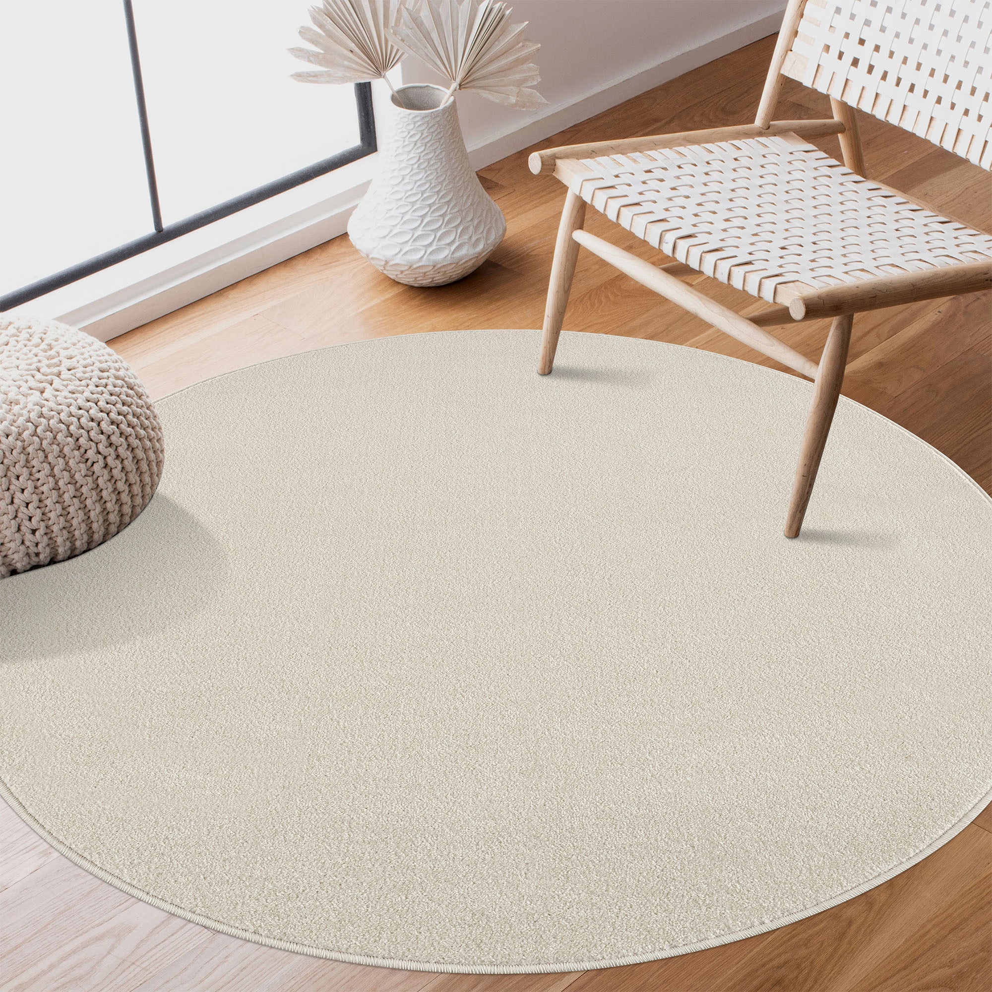 Sanat Teppich »Uni«, rund, 13 mm Höhe, robuster Kurzflorteppich, grosse Farbauswahl