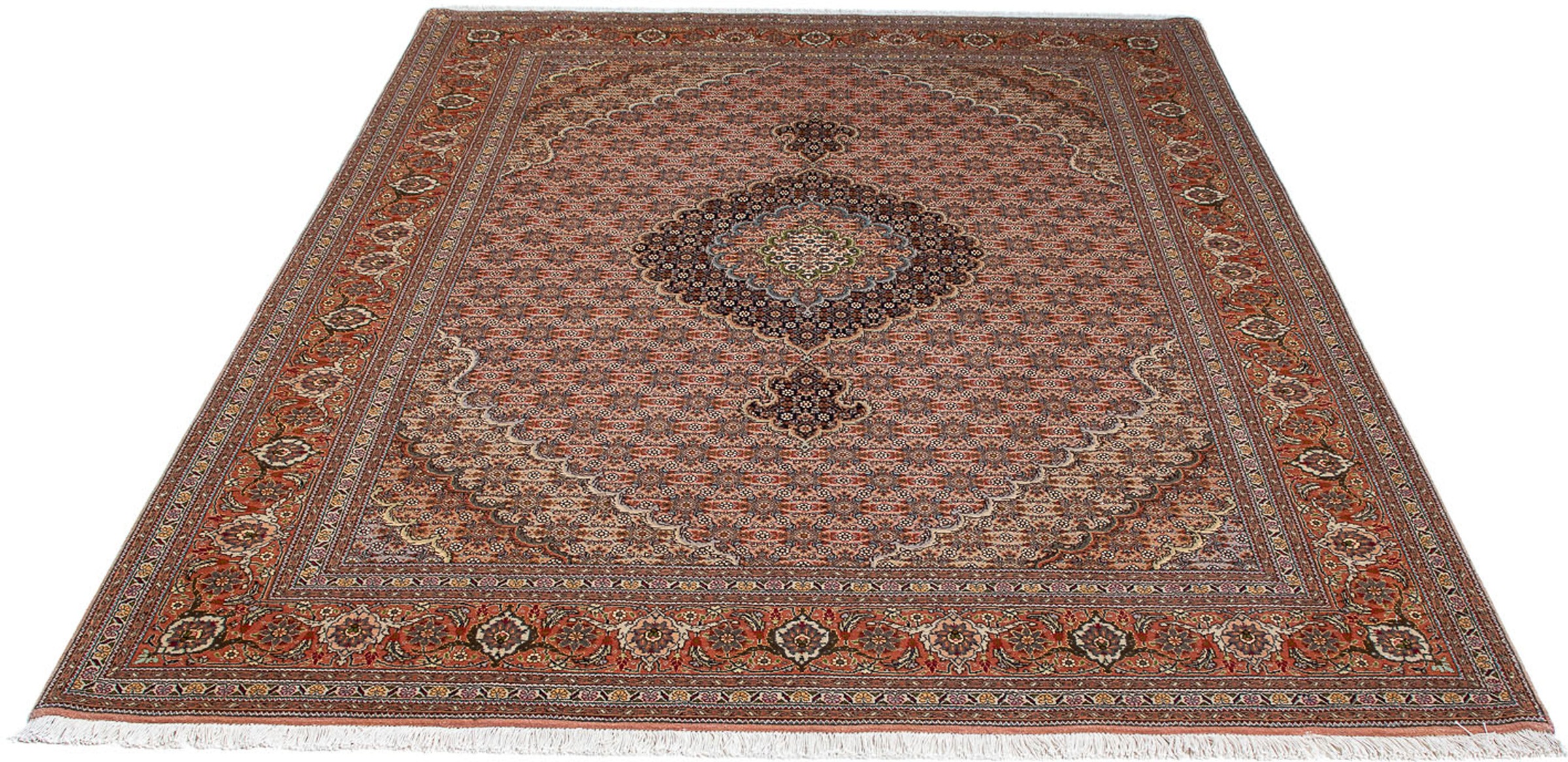 Image of morgenland Orientteppich »Perser - Täbriz - 204 x 151 cm - hellbraun«, rechteckig, 10 mm Höhe, Wohnzimmer, Handgeknüpft, Einzelstück mit Zertifikat bei Ackermann Versand Schweiz