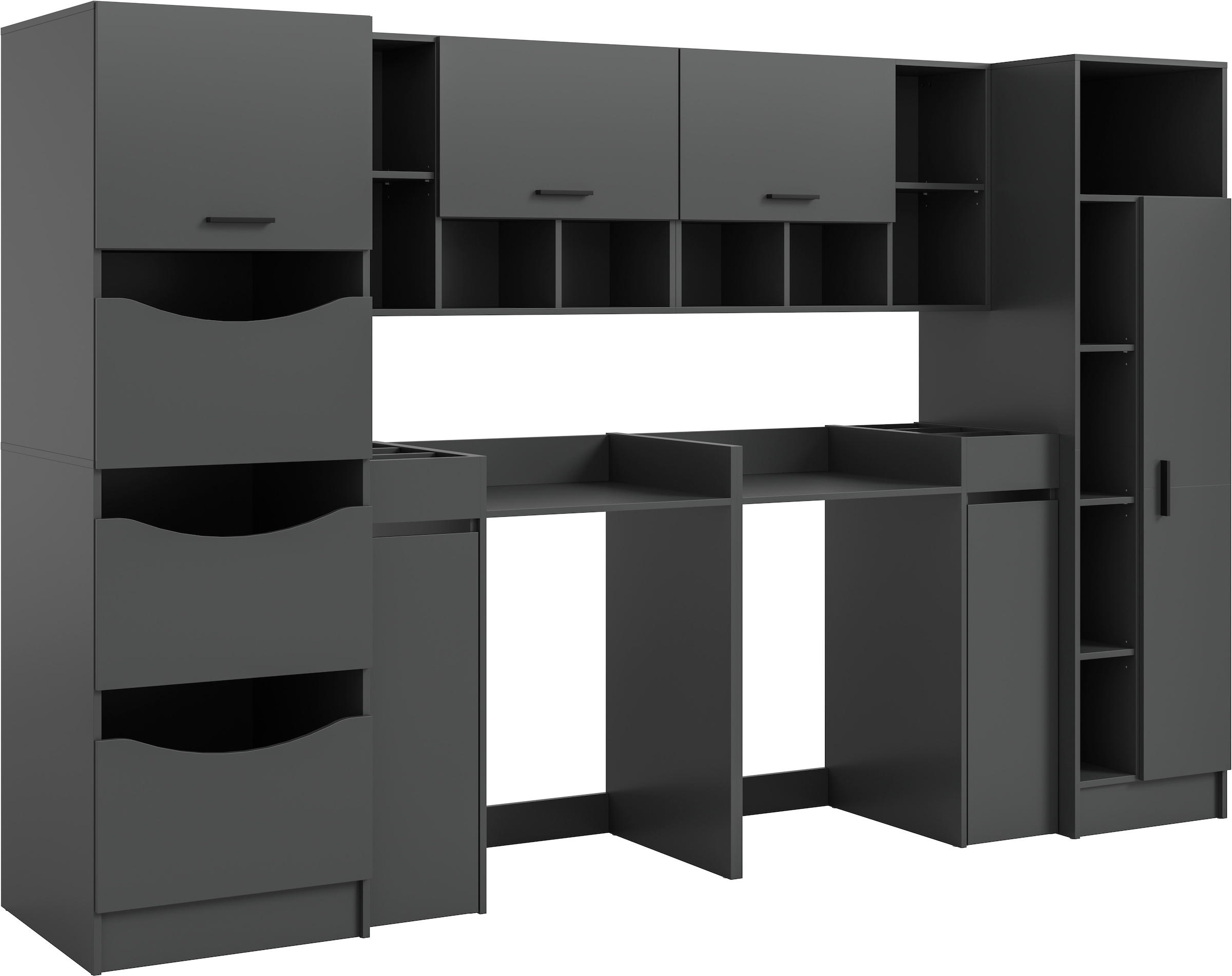 welltime Badmöbel-Set »FALAS,  8-teilig, Hauswirtschaftsraum Set, Breite 300 cm« Set, Wäscheschrank, Hängeschrank,Standregal, Umbauschrank, Mehrzweckschrank, 8 Stk. tlg.