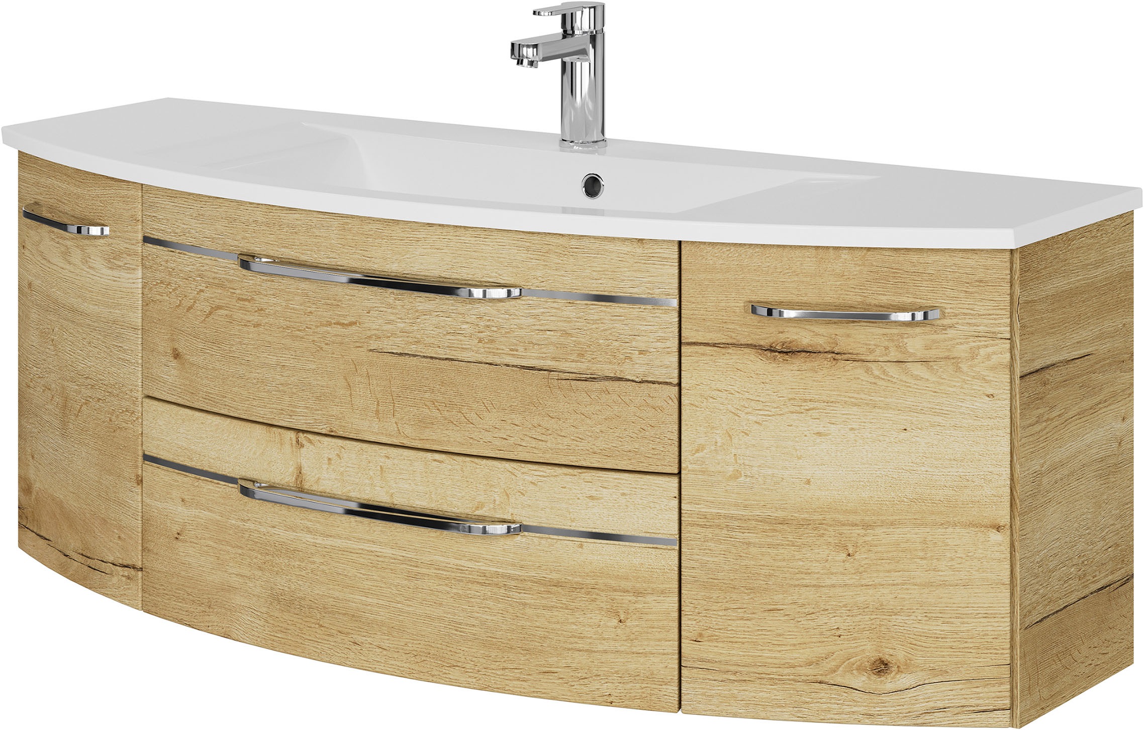 Saphir Waschtisch "Serie 7045 Mineralmarmor-Waschtisch und Unterschrank, 131 cm breit" Waschplatz mit 2 Schubladen, 2 Türen, Badmöbel Set mit Waschtisch