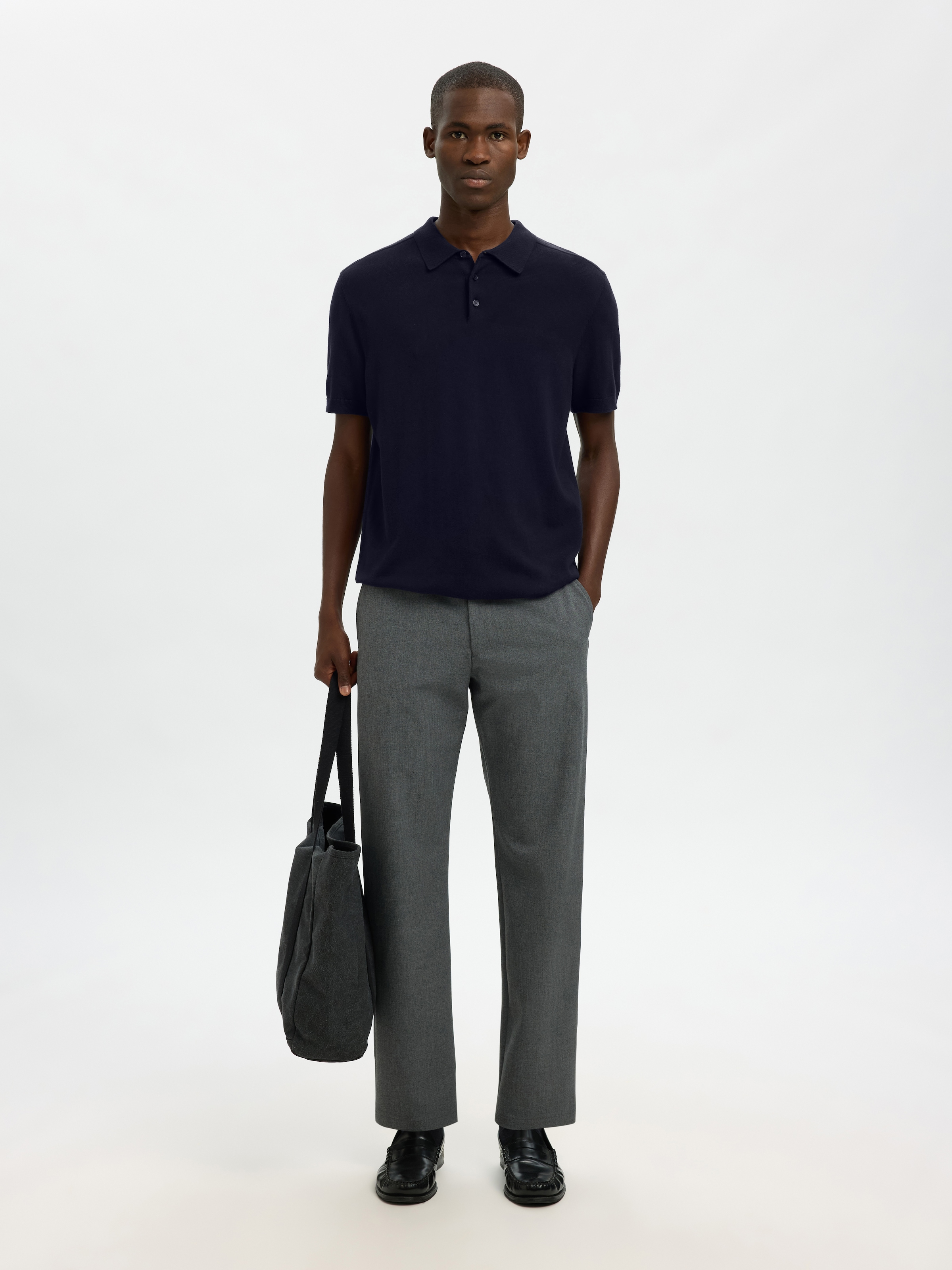 SELECTED Polo »SLHBERG SS KNIT POLO NOOS« aus Feinstrick