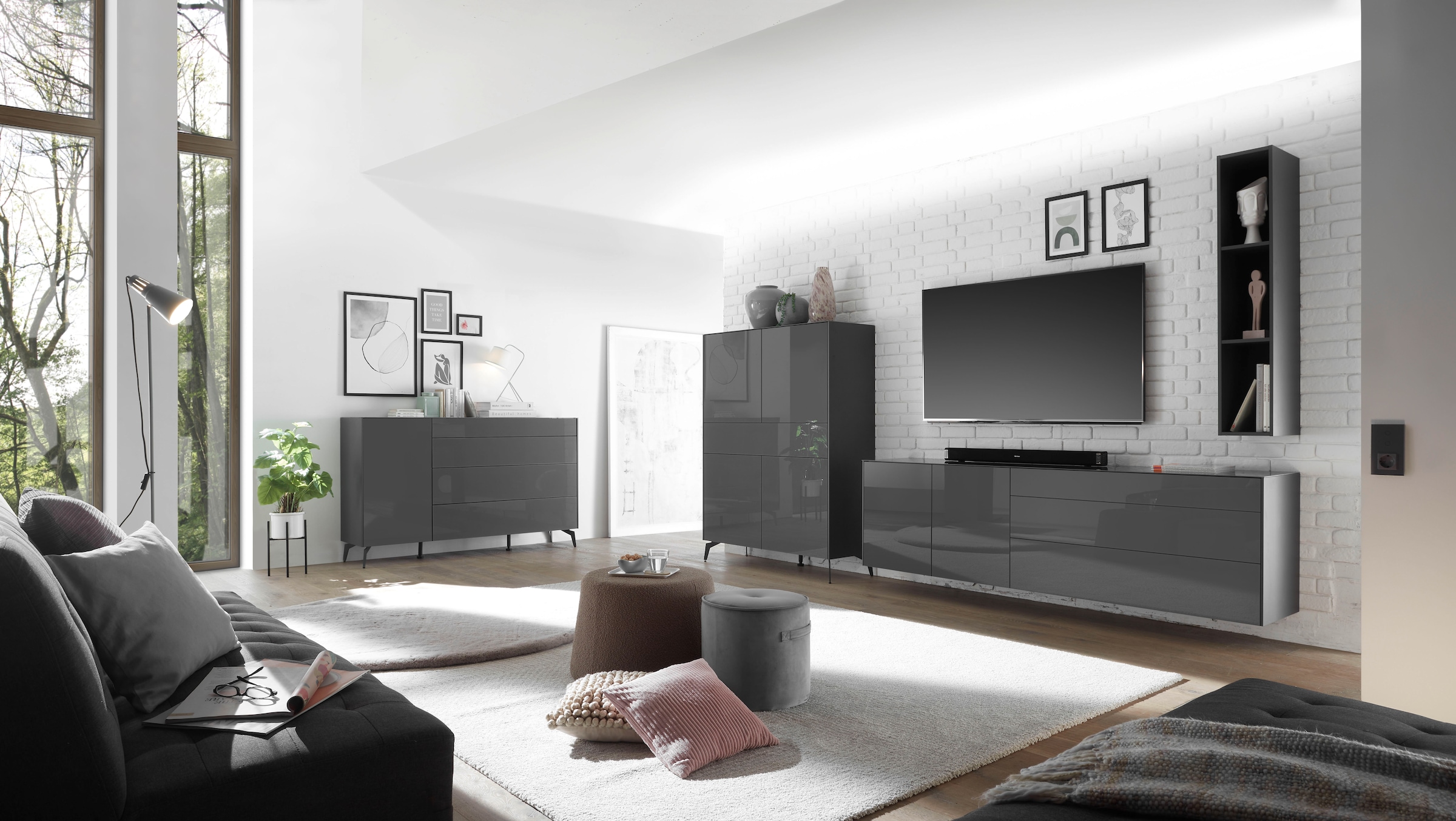 Mäusbacher Kommode "Imola" Kommode mit Glasfront und Glasoberplatte