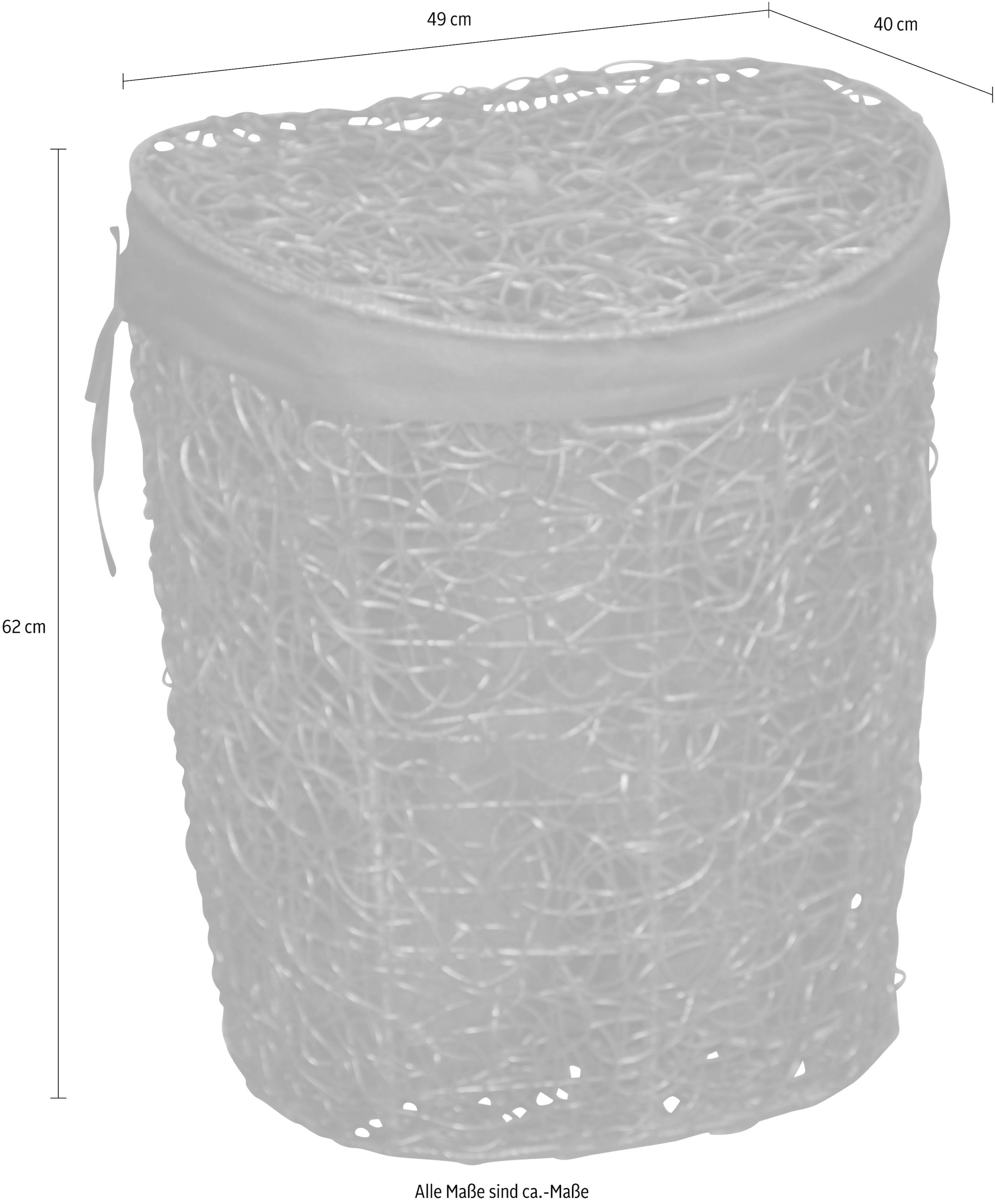 Home affaire Wäschekorb, Rattan-Geflecht, mit Stoffeinsatz und Deckel, Höhe 62 cm