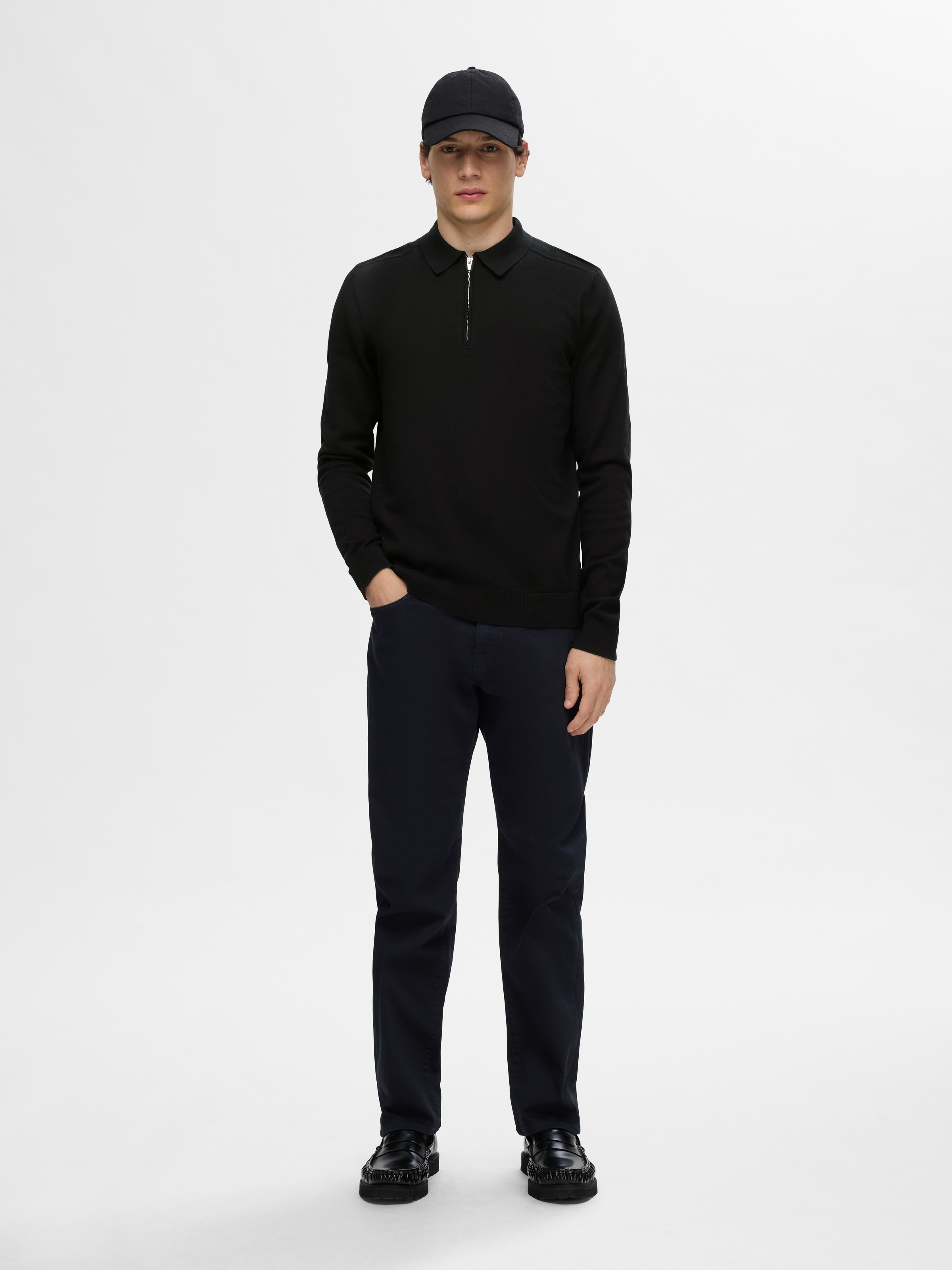 SELECTED HOMME Polokragenpullover »SLHBERG LS HALF ZIP POLO NOOS«
