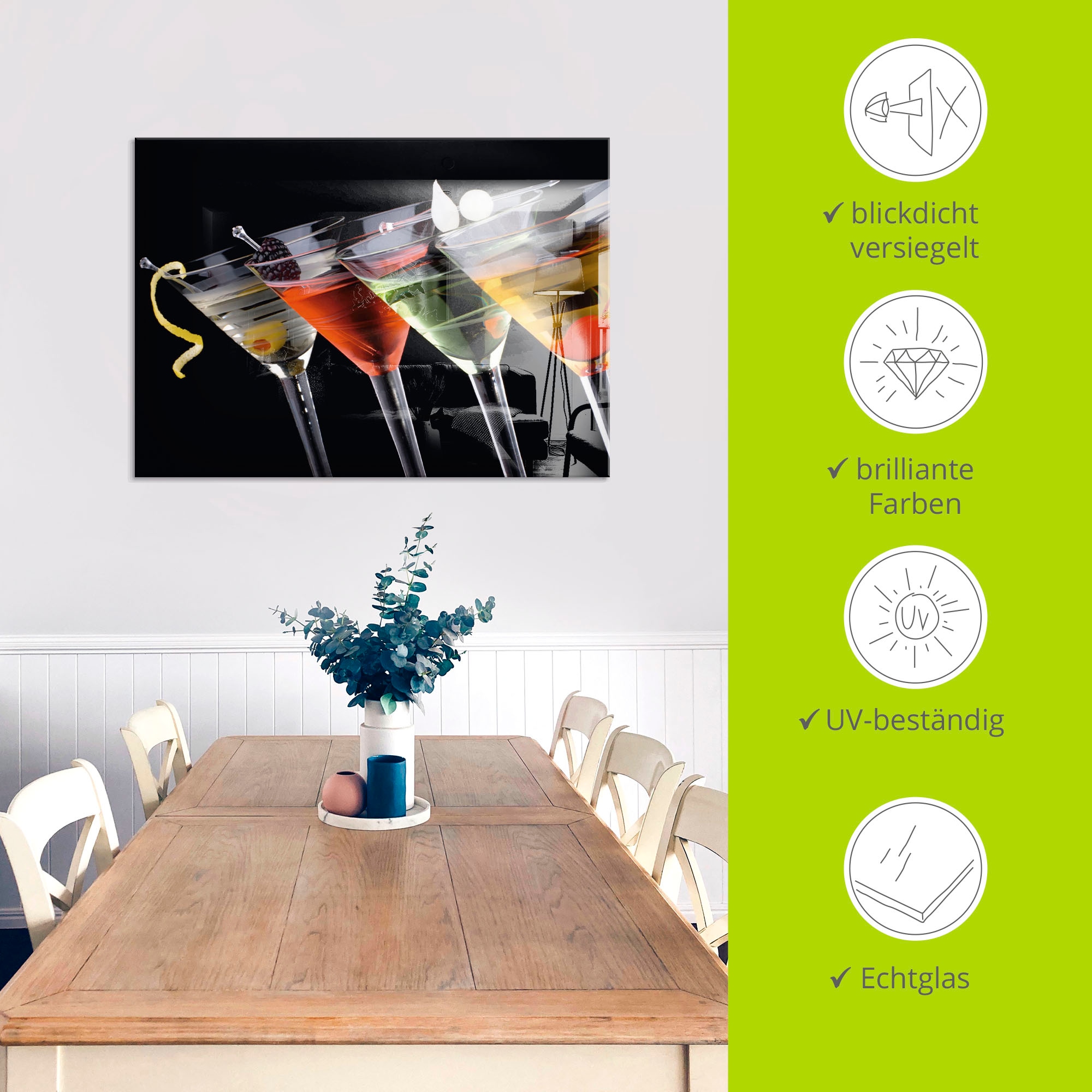Artland Glasbild »Klassische Martini - Cocktail«, Getränke, (1 St.), in verschiedenen Grössen