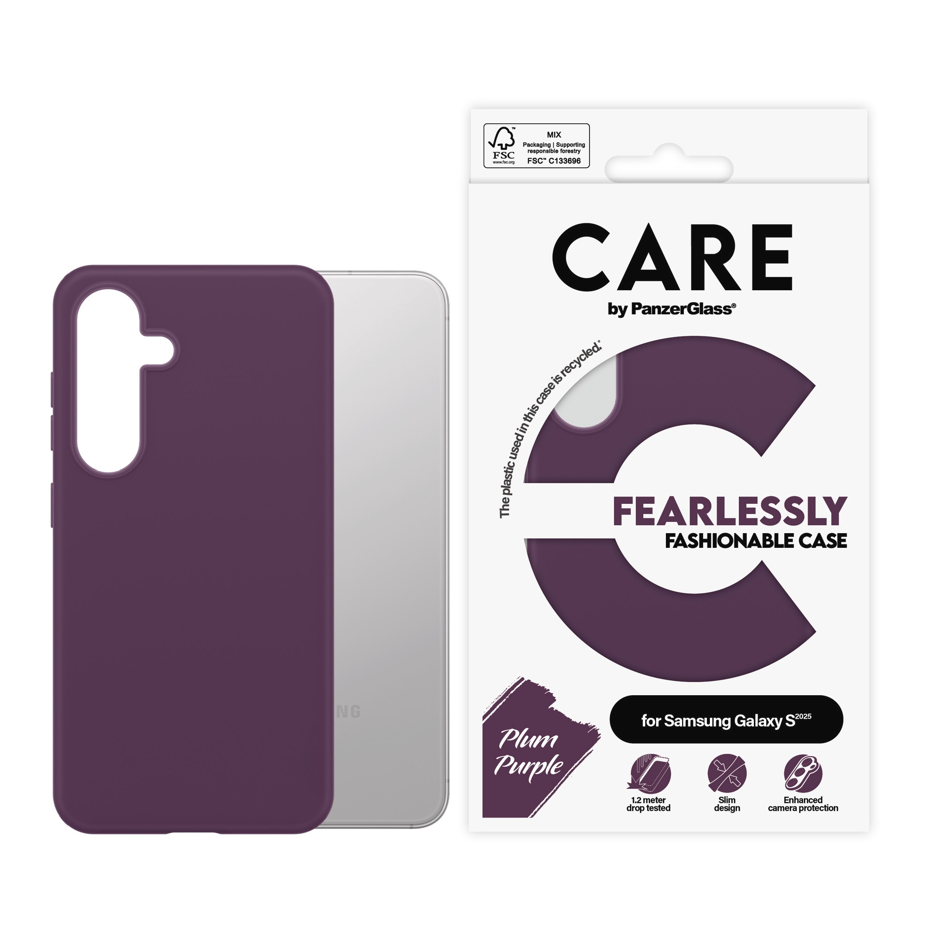 CARE by PanzerGlass Handyhülle »Fearlessly Fashionable Case für Samsung Galaxy S25« Smartphones Backcover, Schutzhülle, Handyschutzhülle, Case, Schutzcase, stossfest