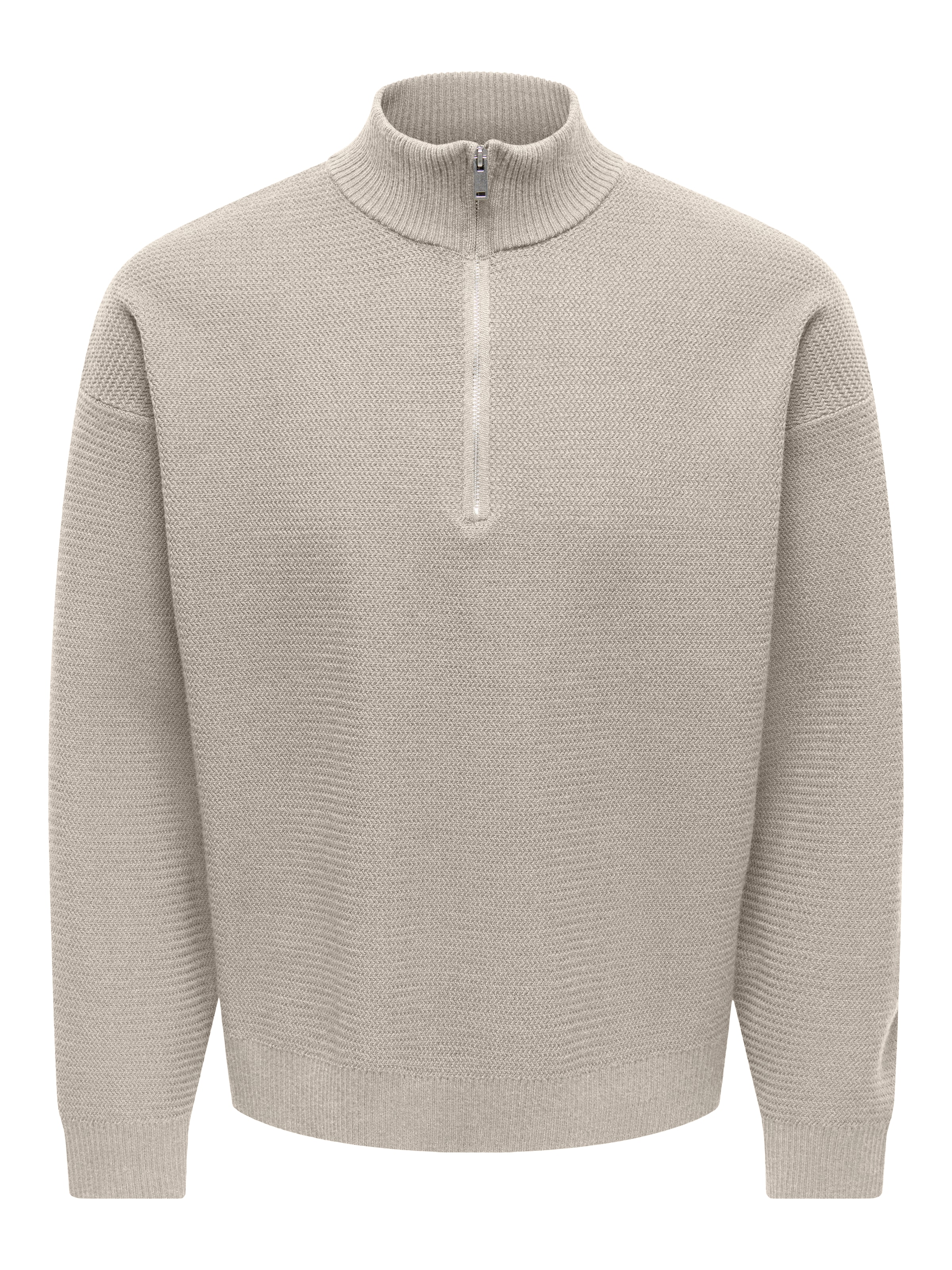ONLY & SONS Troyer »ONSCARTER REG JAQUARD 1/2 ZIP OTL« mélange viscose, coupe régulière