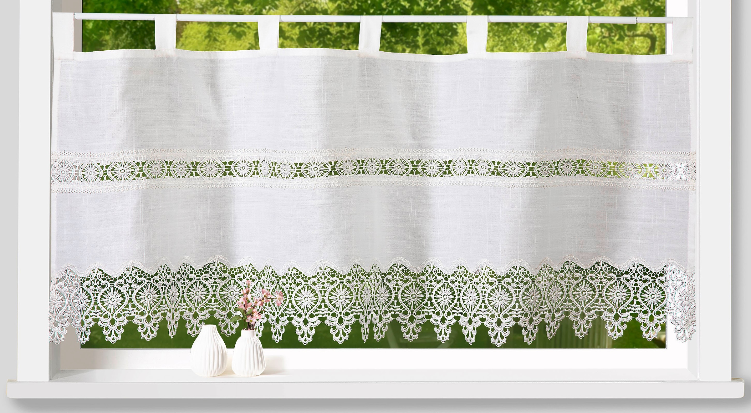 Weckbrodt Scheibengardine »Tamino«, (1 St.), Bistro, Gardine, blickdicht, Häkelborte u.Bordüre, HxB 45x120cm, Store