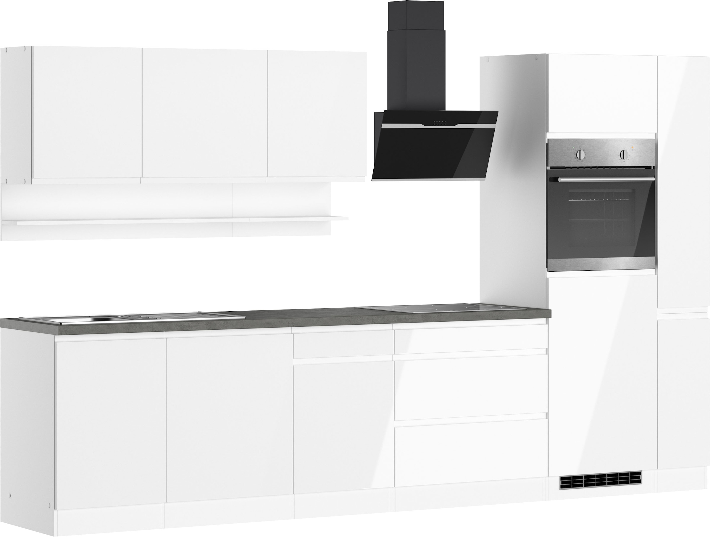 KOCHSTATION Kitchenette »KS-Virginia,neu in verbesserter Ausführung« plan de travail épaisseur 38 mm, rangement, fermeture douce,  largeur 330 cm, soft-close, sans appareils électriques