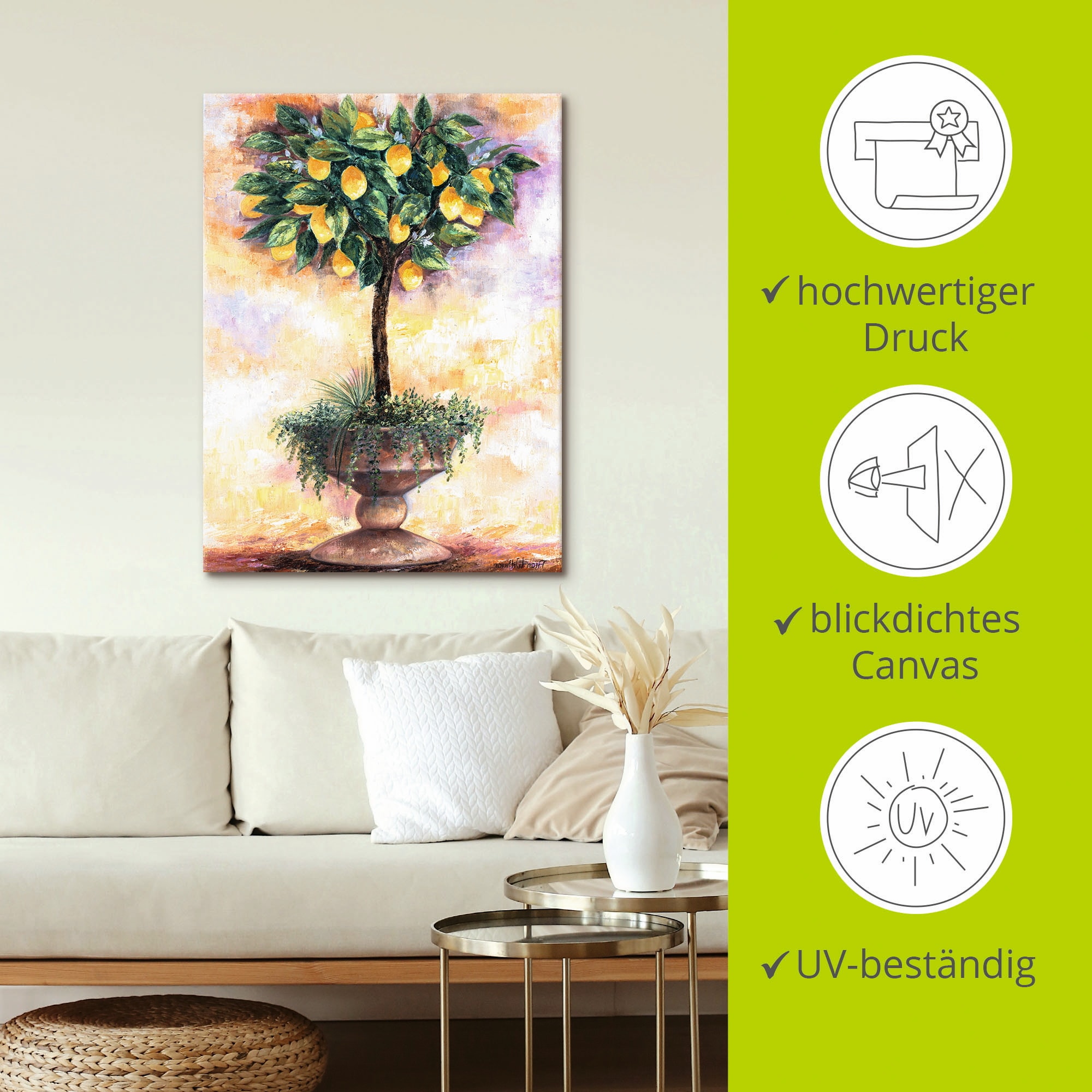 Artland Wandbild »Zitronenbaum«, Bäume, (1 St.), als Leinwandbild, Poster in verschied. Grössen