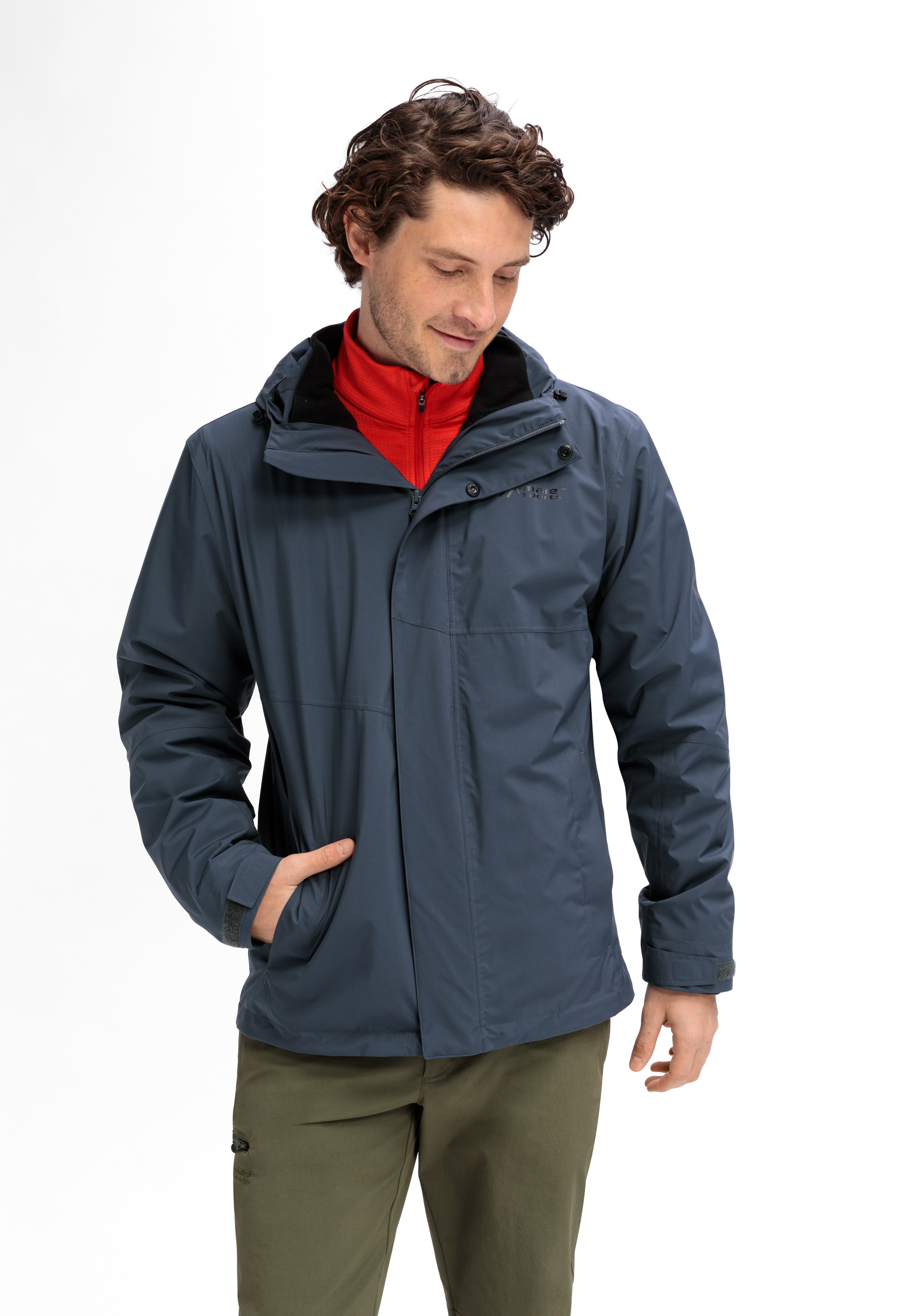 Maier Sports Funktionsjacke »Metor 3in1 M«, Herren 3-in-1 Jacke, Regenjacke wind/wasserdicht, Taschen und Kapuze