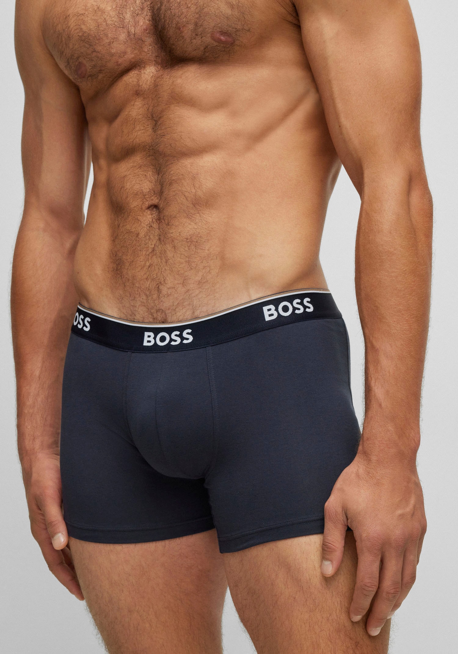 BOSS Langer Boxer »Boxer Brief 3P«, (Packung, 3er-Pack), mit farblich passendem Webbund