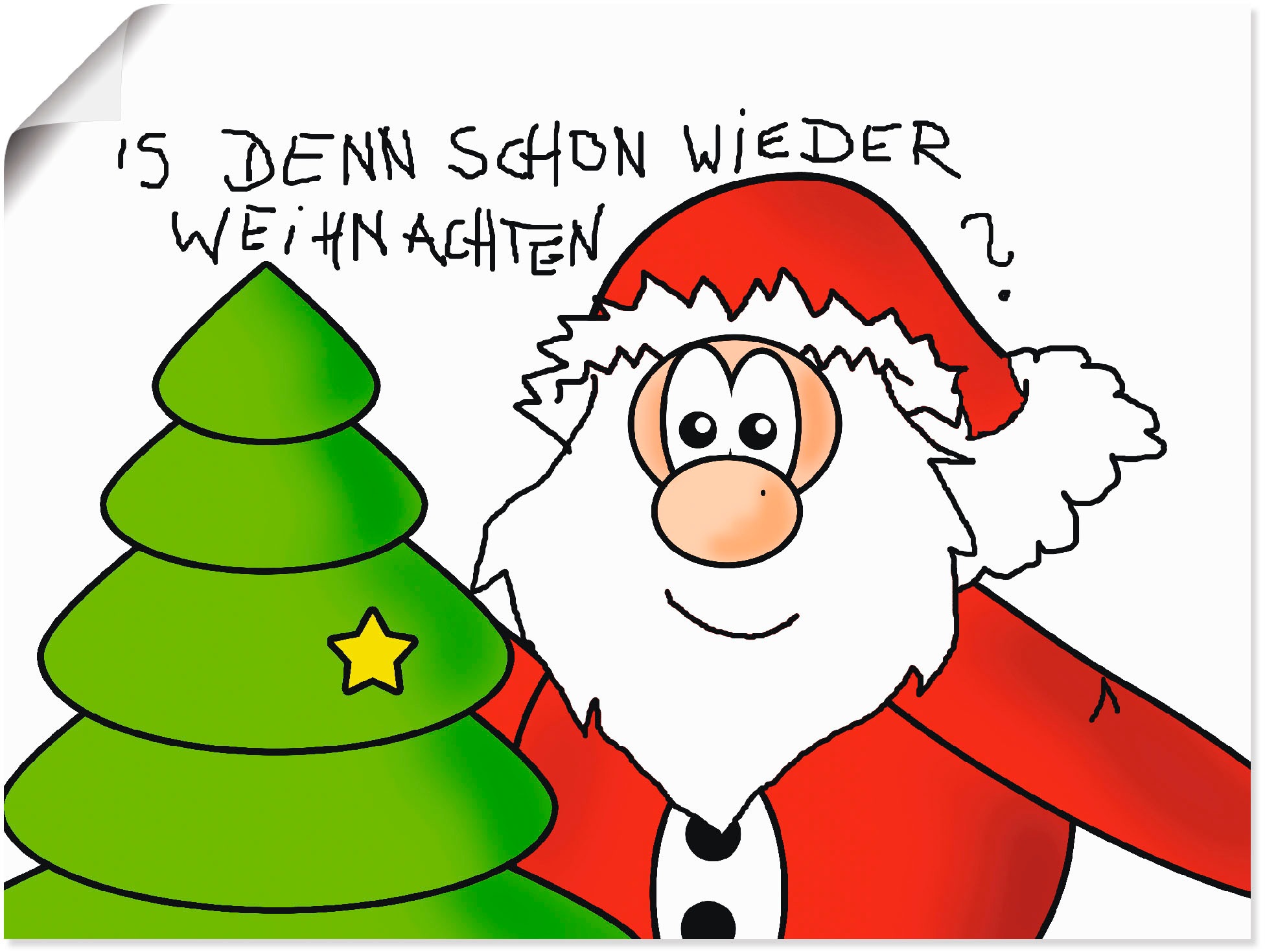 Image of Artland Wandbild »Is denn schon wieder Weihnachten«, Geschichten & Märchen, (1 St.), in vielen Grössen & Produktarten - Alubild / Outdoorbild für den Aussenbereich, Leinwandbild, Poster, Wandaufkleber / Wandtattoo auch für Badezimmer geeignet bei Ackerman