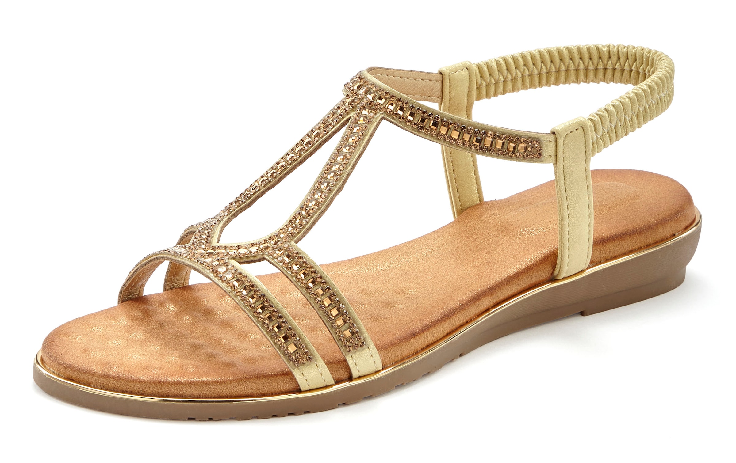 Vivance Sandale »Sandalette, Sommerschuh,«, mit Glitzer Verzierungen und elastischen Riemchen