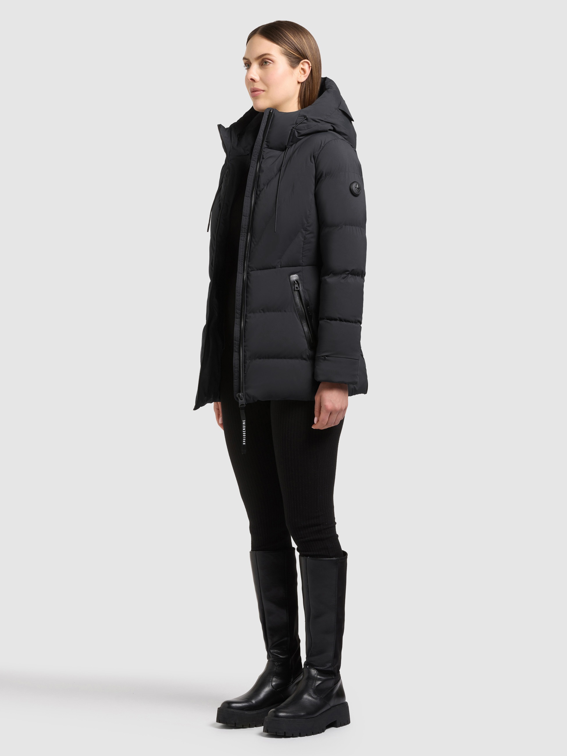 khujo Steppjacke »RABB2« mit Kapuze Applikationen aus Kunstleder