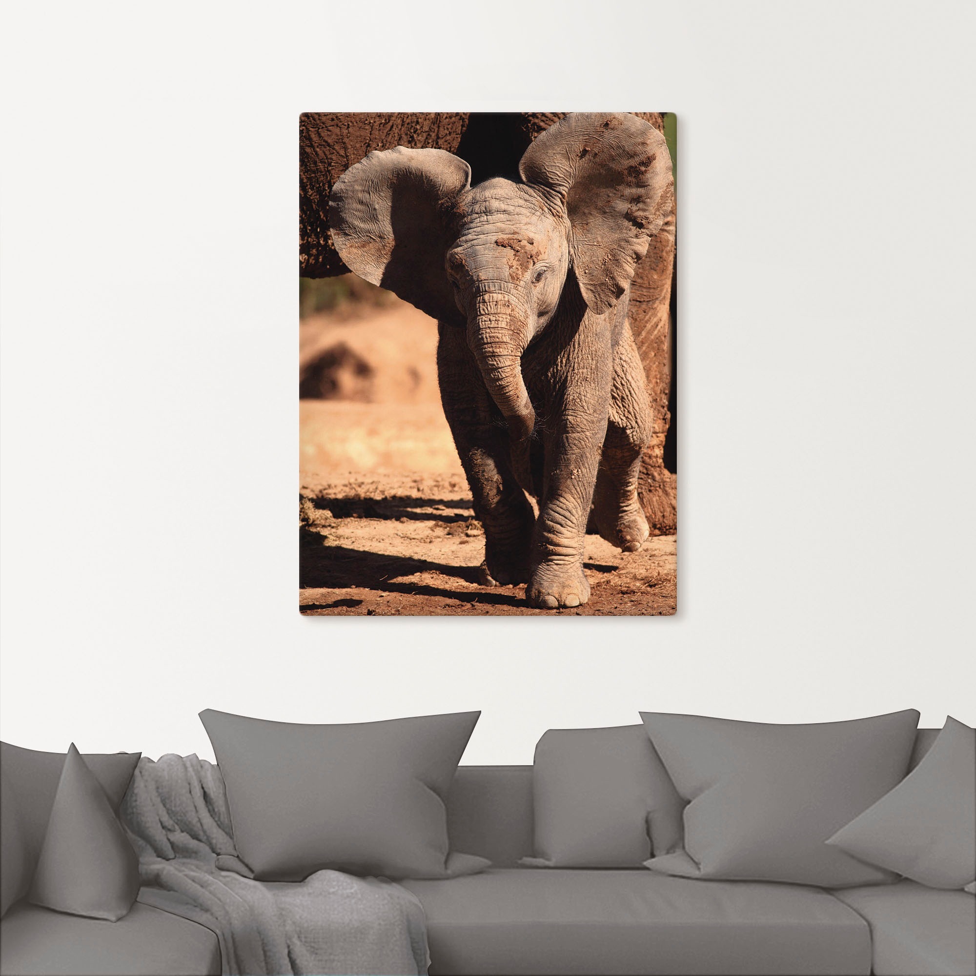 Artland Leinwandbild »Elefantenbaby« Wildtiere 1 Stk. tlg. auf Holzrahmen gespannt