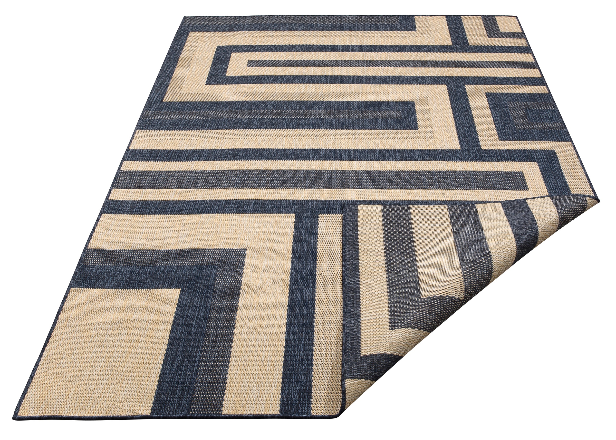 Image of Bruno Banani Teppich »Cannes«, rechteckig, 3 mm Höhe, In- und Outdoor Teppich, Wendeteppich, Wetterfest & UV-beständig, für Balkon, Terrasse und Wintergarten, besonders flach, auch für Küche oder Esszimmer und Wohnzimmer geeignet bei Ackermann Versand Sch