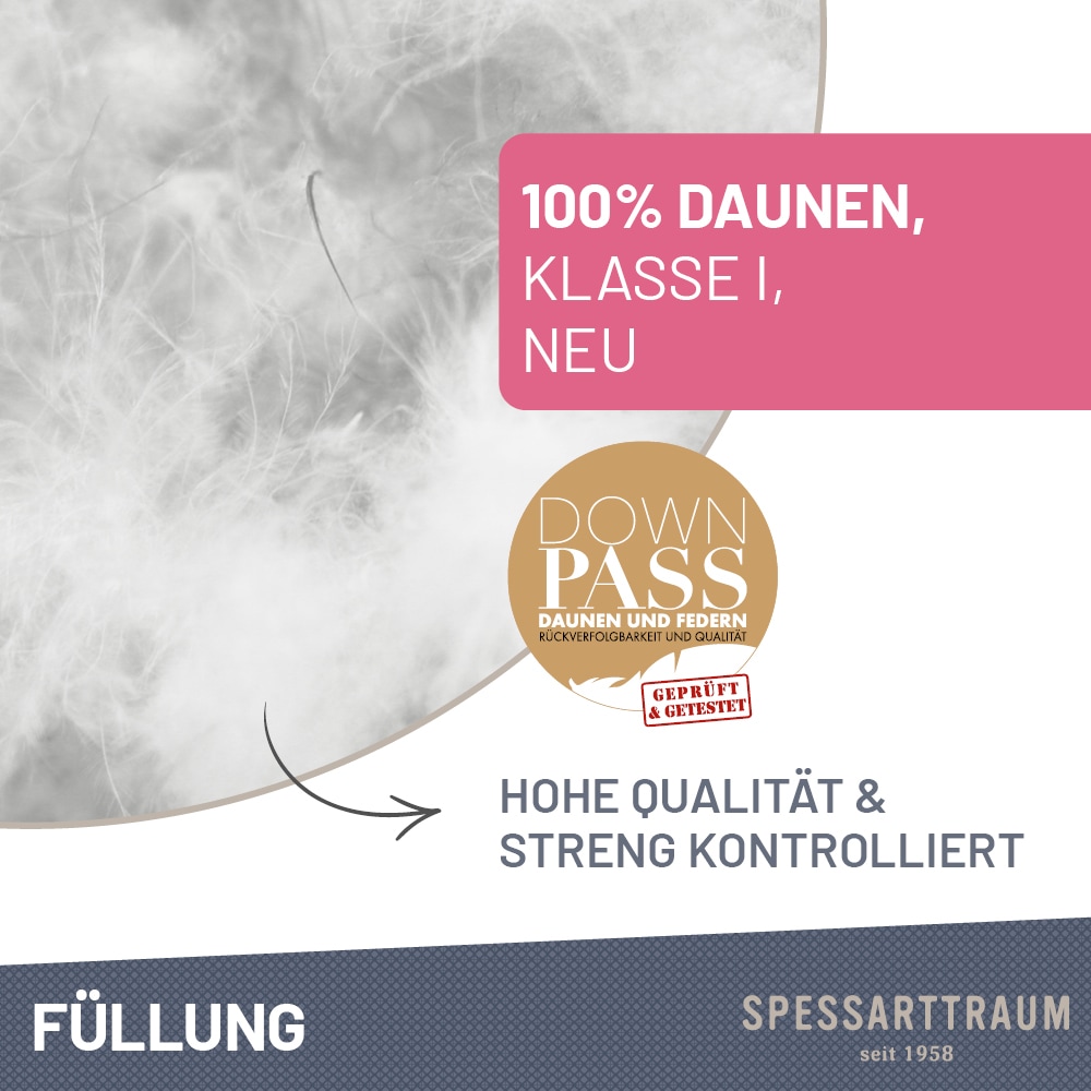 SPESSARTTRAUM Daunenbettdecke »Exklusiv, Bettdecken für Sommer und Winter,« leicht Füllung 100% Daunen (Aussenkammern), 100% Federn (Kern) 1 Stk. tlg. 5 Wärmeklassen & 8 Grössen, Bestseller