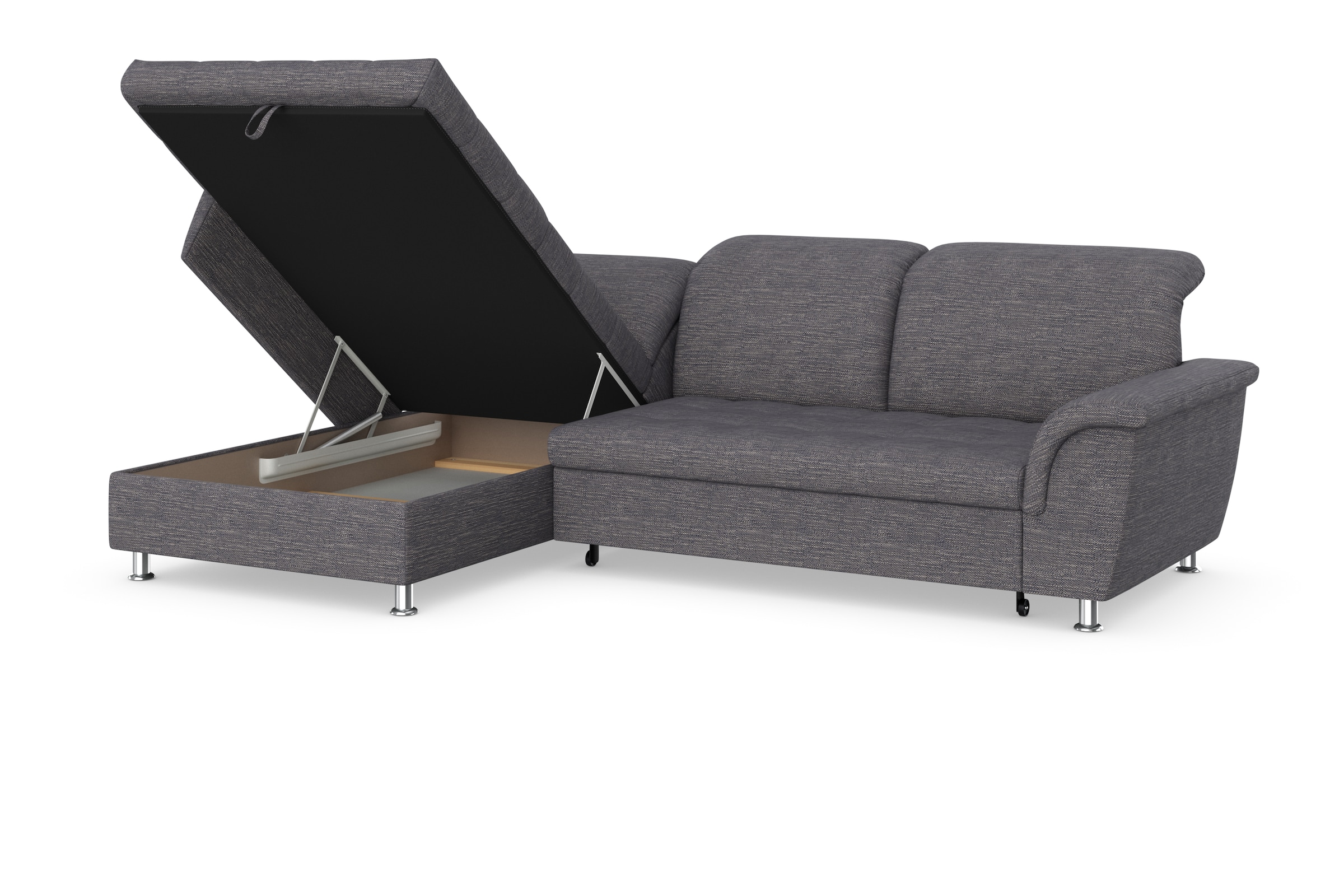 DOMO collection Ecksofa Franzi, wahlweise mit Bettfunktion, Bettkasten und Kopfteilverstellung